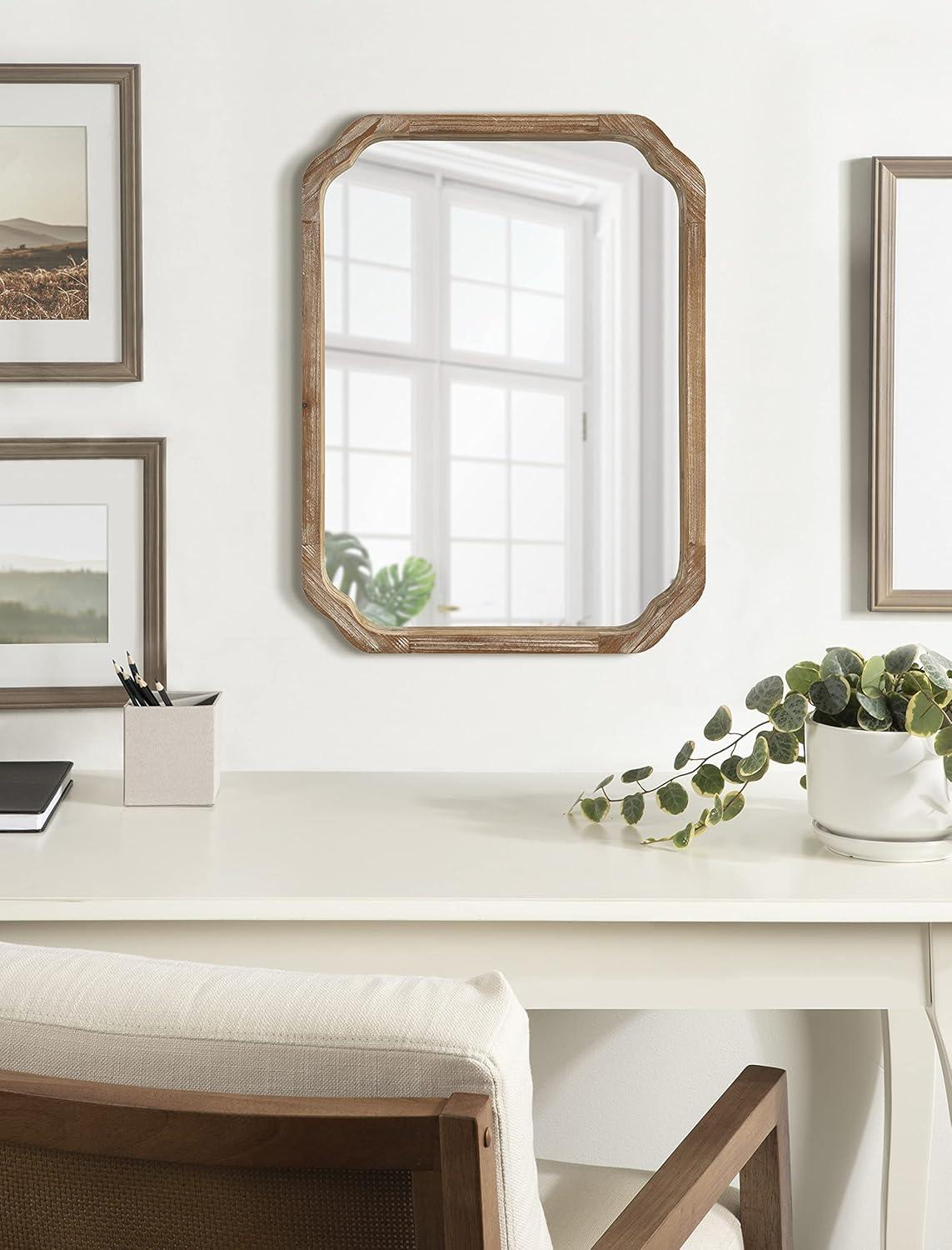 Kate & Laurel All Things Decor 18"x24" Marston Farmhouse Wall Mirror: Solid Wood, No Assembly Required