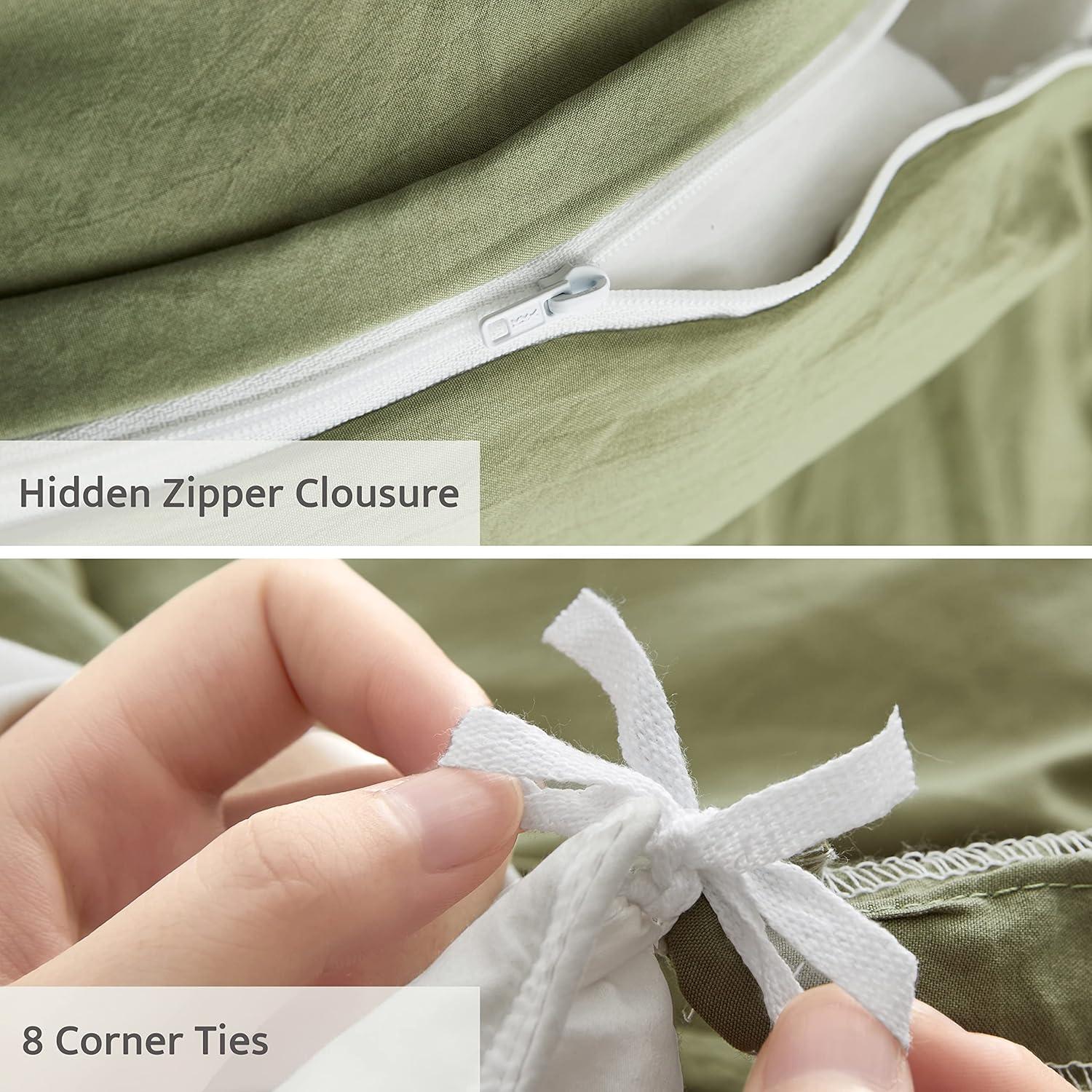 Oli Anderson White Duvet Cover Twin Size - Pleated Twin Duvet Cover, 2PCS Soft and Breathable Textured Bedding Set with Zipper Closure(White,68"x90")