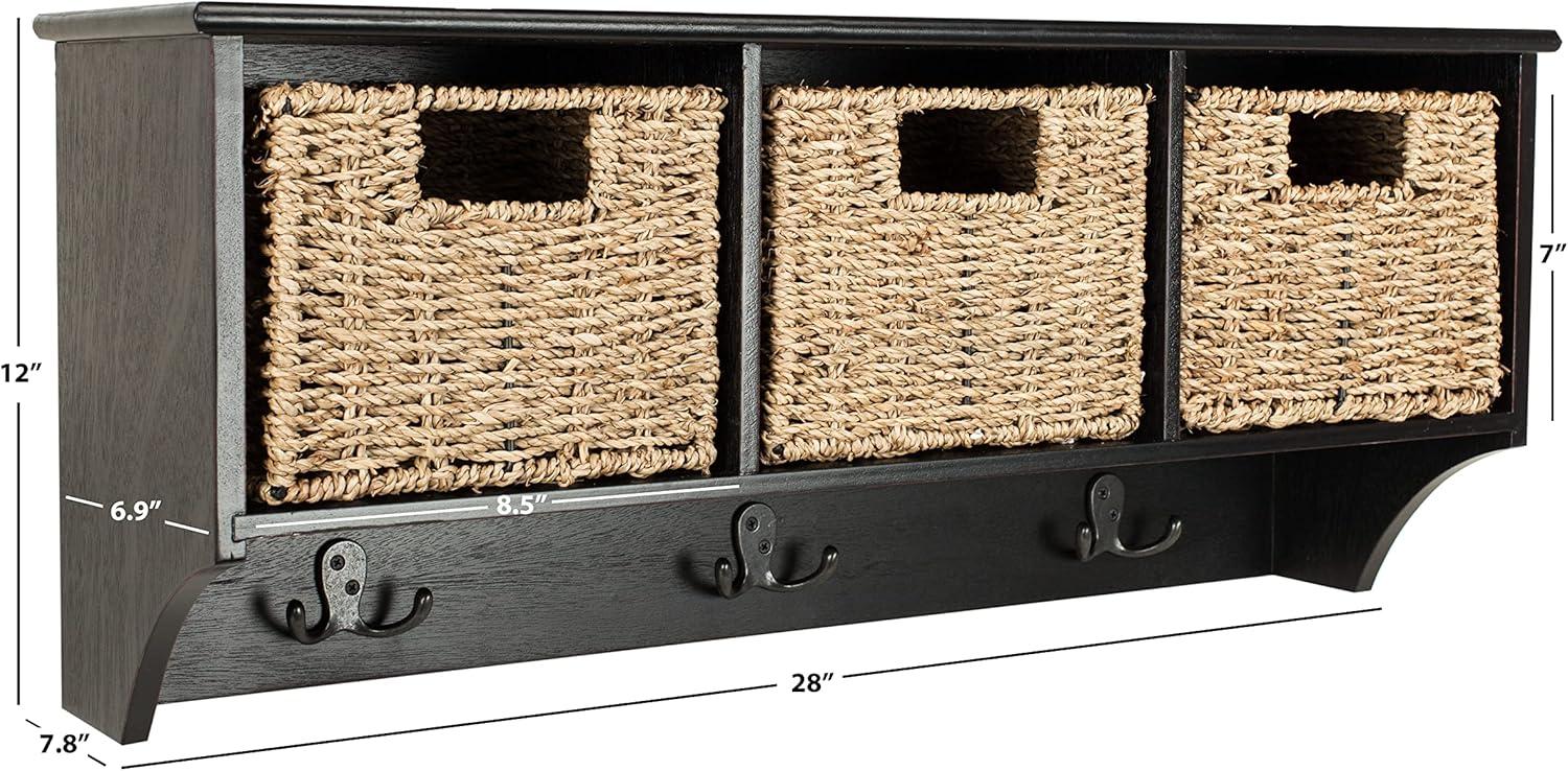 Finley Hanging 3 Basket Wall Rack - Black - Safavieh