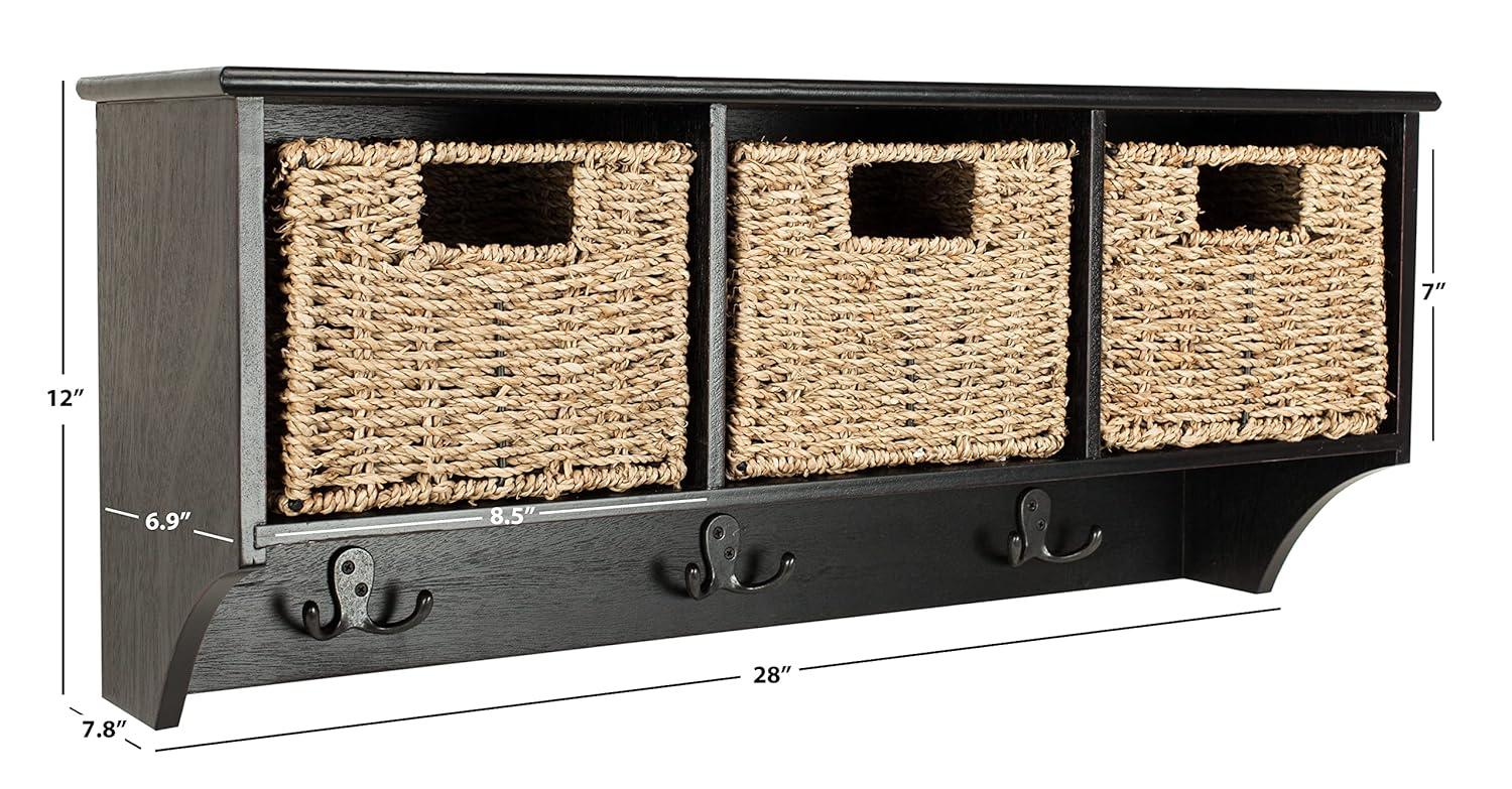 Finley Hanging 3 Basket Wall Rack - Black - Safavieh
