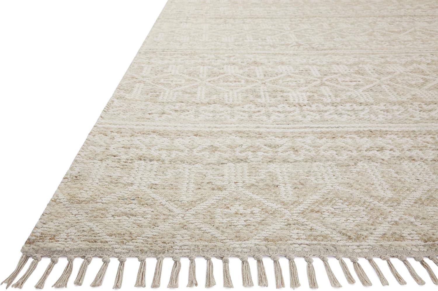 Ivory Sand Geometric Wool Cotton Flat Woven Rug 7'-9" x 9'-9"