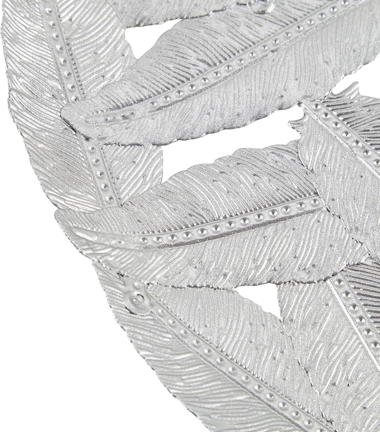 Dakota Fields Textured Feather 3-Piece Metal Disc Wall Decor Set