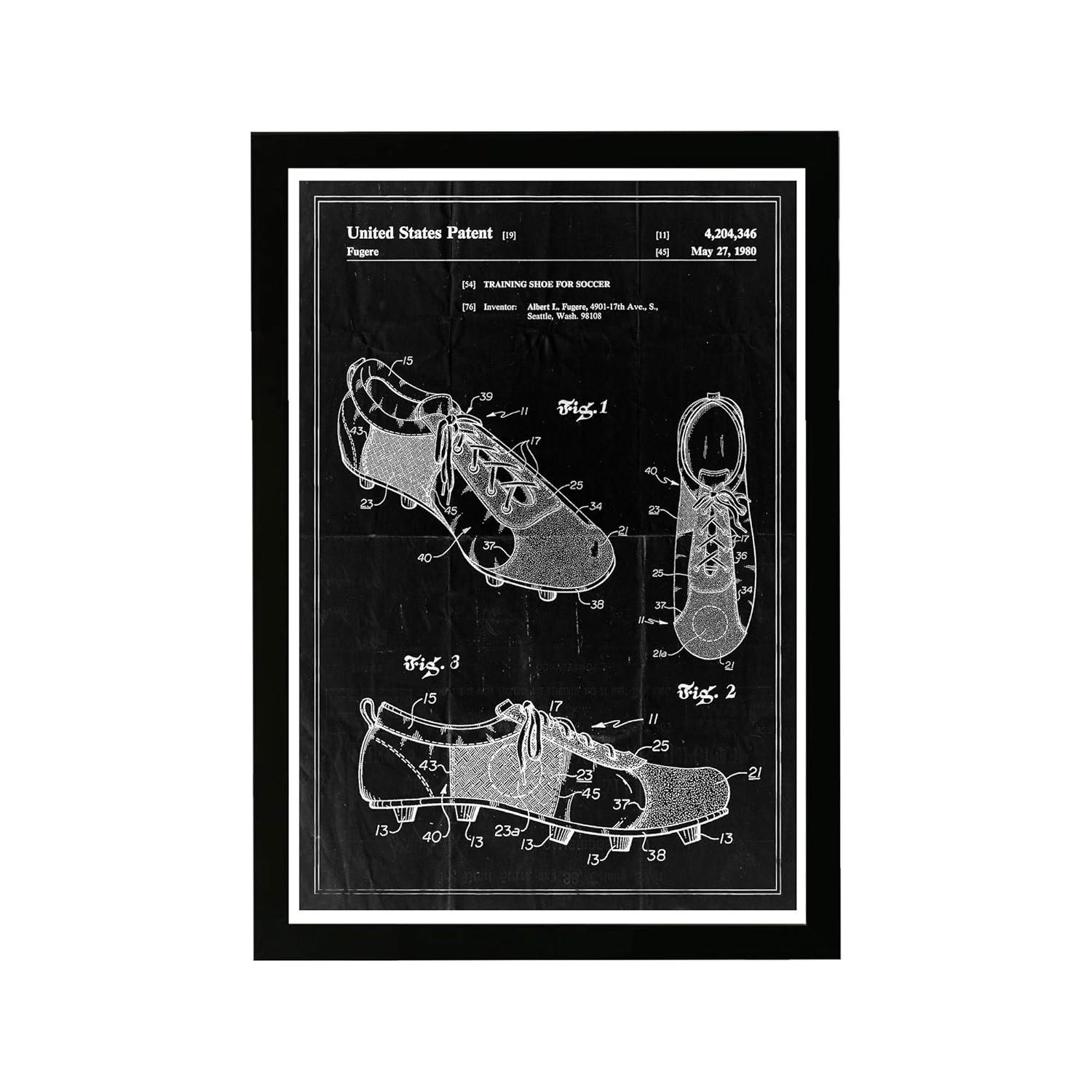 Wynwood Studio 15"x21" Training Shoe for Soccer 1980 Wall Art Black Frame: Modern Canvas, Vertical Layout, Fade Resistant