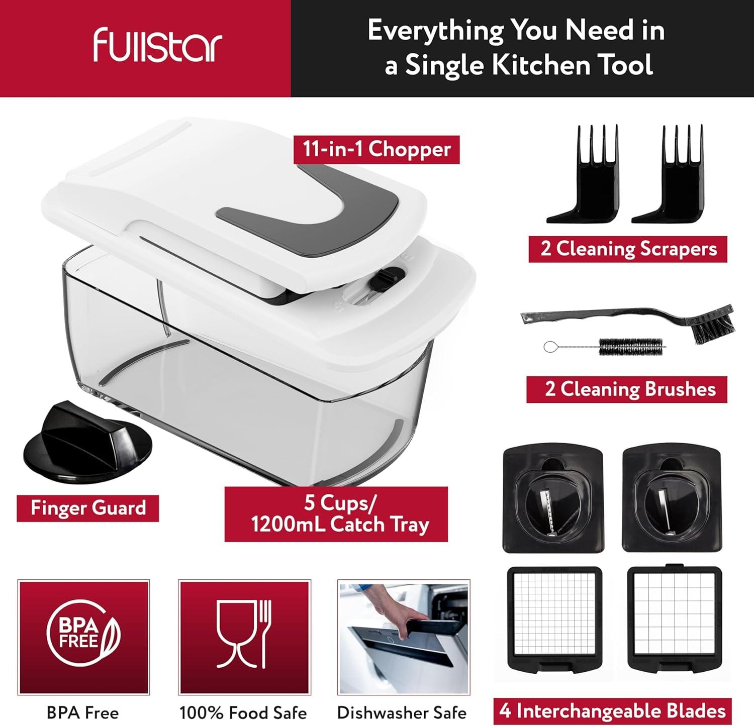 Fullstar White and Black ABS Plastic Vegetable Chopper with Spiralizer