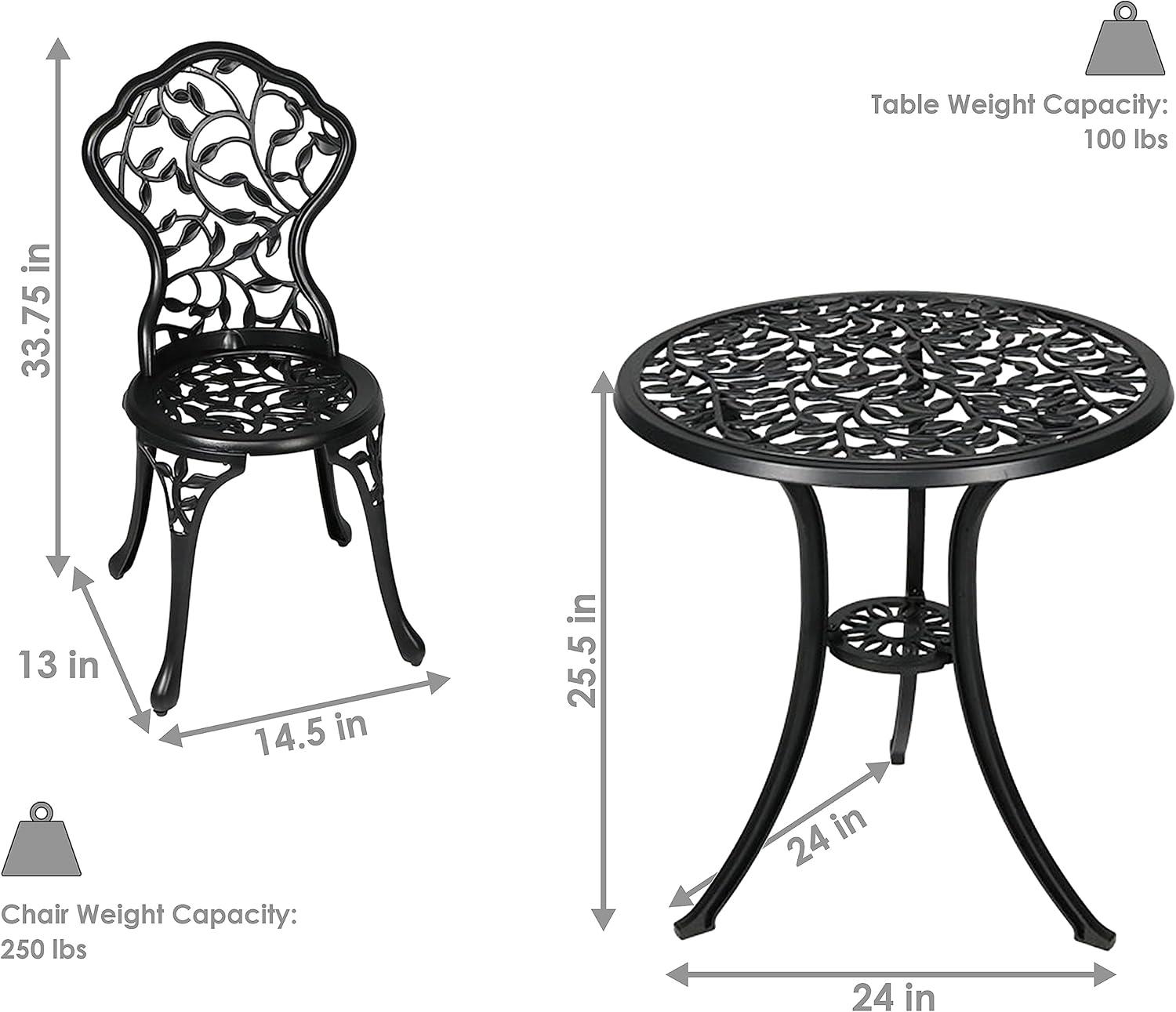 Fleur De Lis Living Patio Bistro Set.Rust-Resistant Cast Alumin...