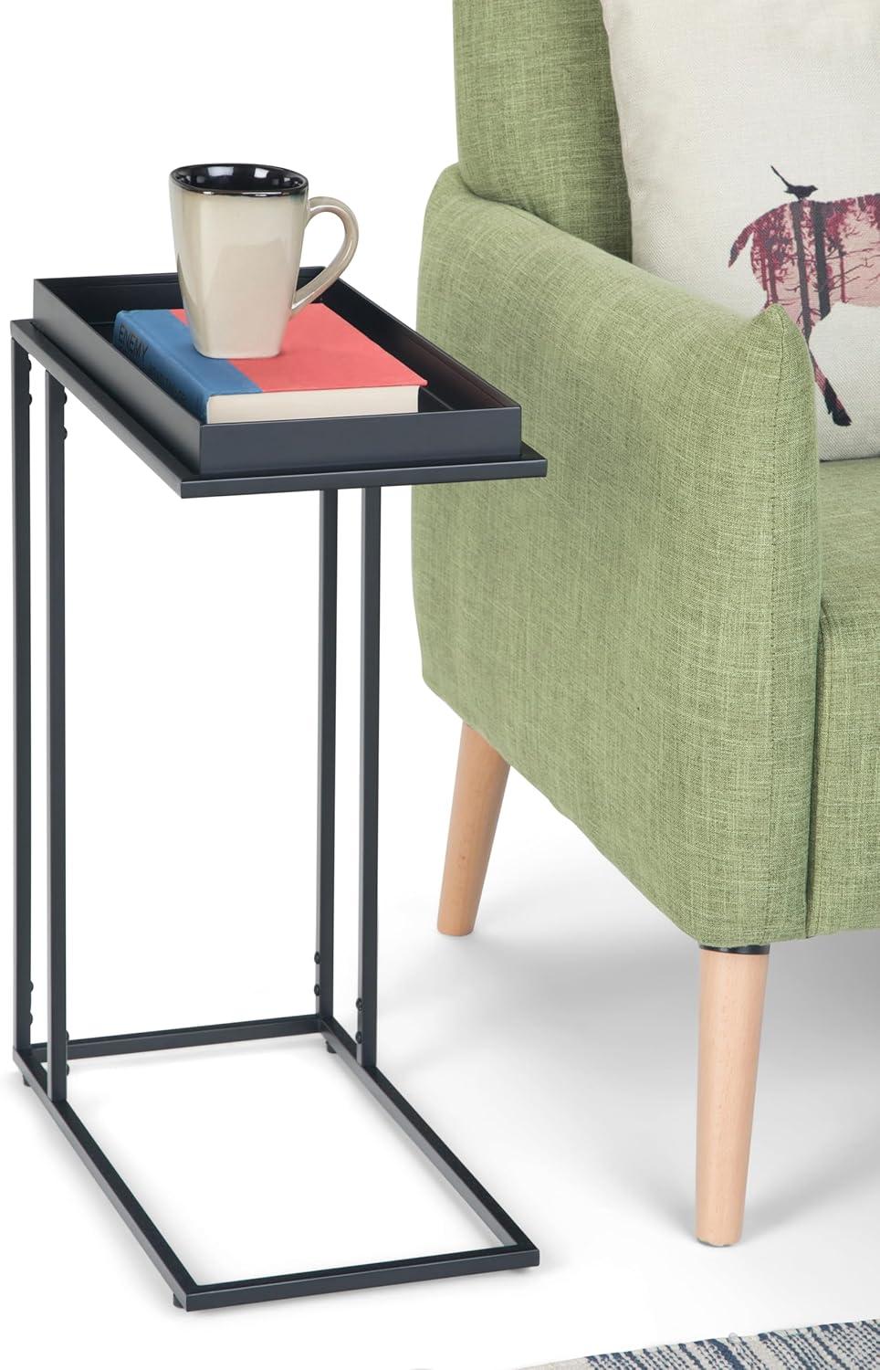 Simpli Home Garner 18"W Metal Mid-Century Modern C Side Table with Removable Tray Top