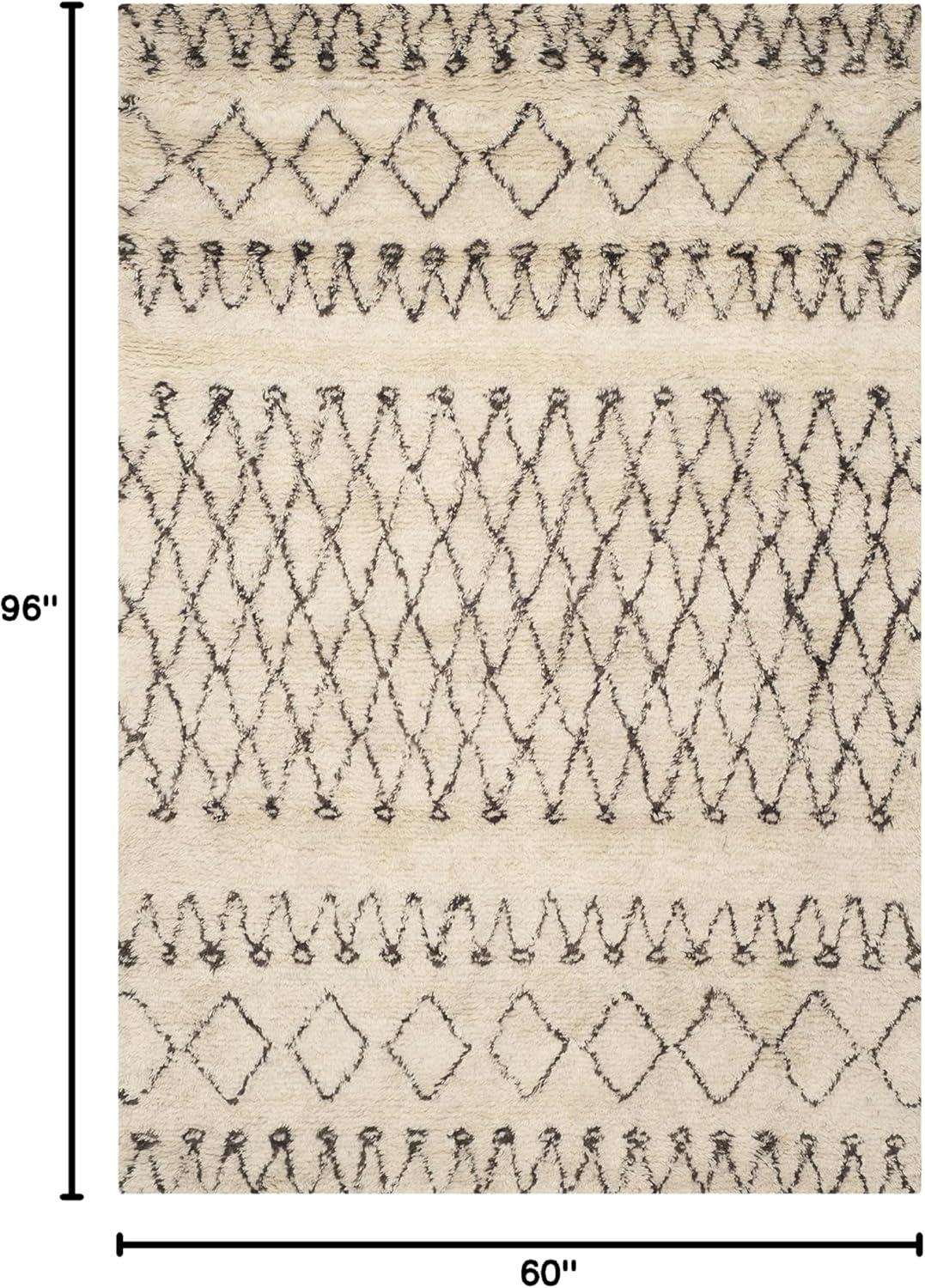 New Rug Collections CSB851A-9-Color:Ivory/Black,Design:Shag & Flokati,Shape:Medium Rectangle,Size:8'L x 5'W
