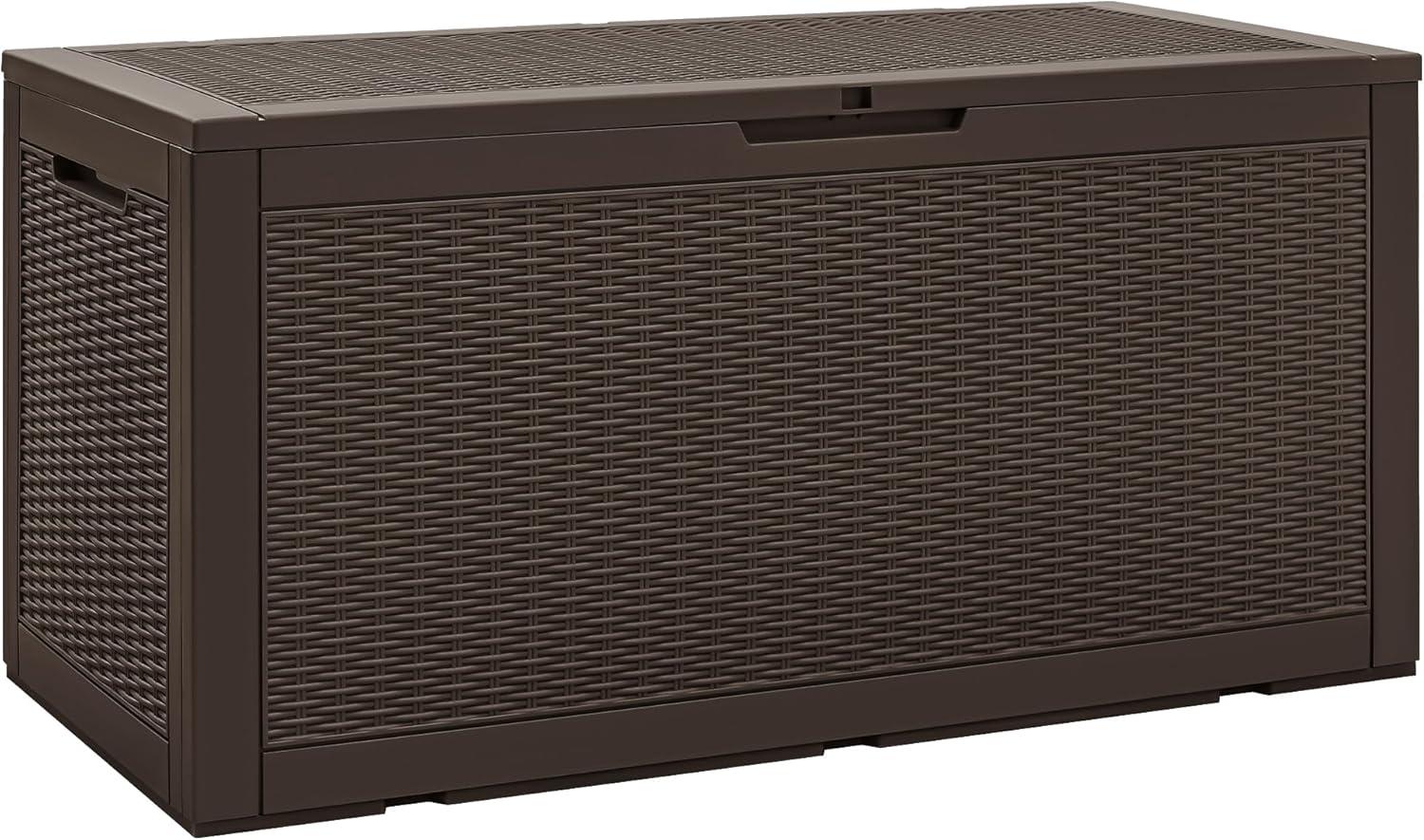 Deep Brown 100 Gallon Lockable Plastic Deck Box