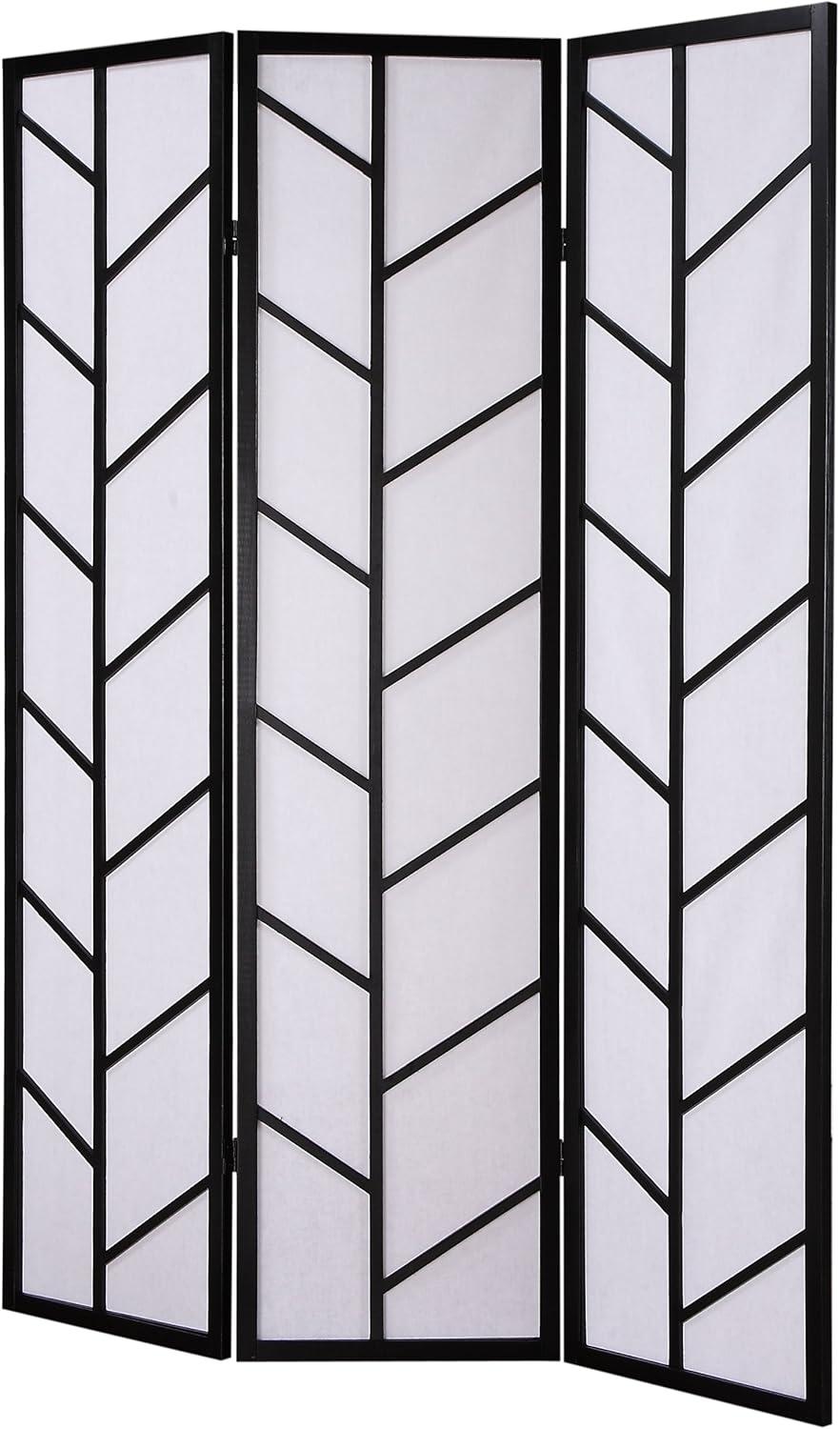 Roundhill Furniture 3-Panel Climbing Screen Room Divider, Black
