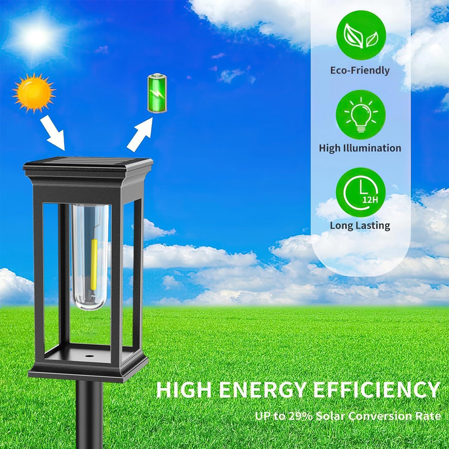 Solar Pathway Lights Outdoor,6 Pack Solar Lights Outdoor Waterproof,Pathway Lights Solar Powered for Garden Walkway Sidewalk Backyard Lawn Yard Decoration(Warm White)