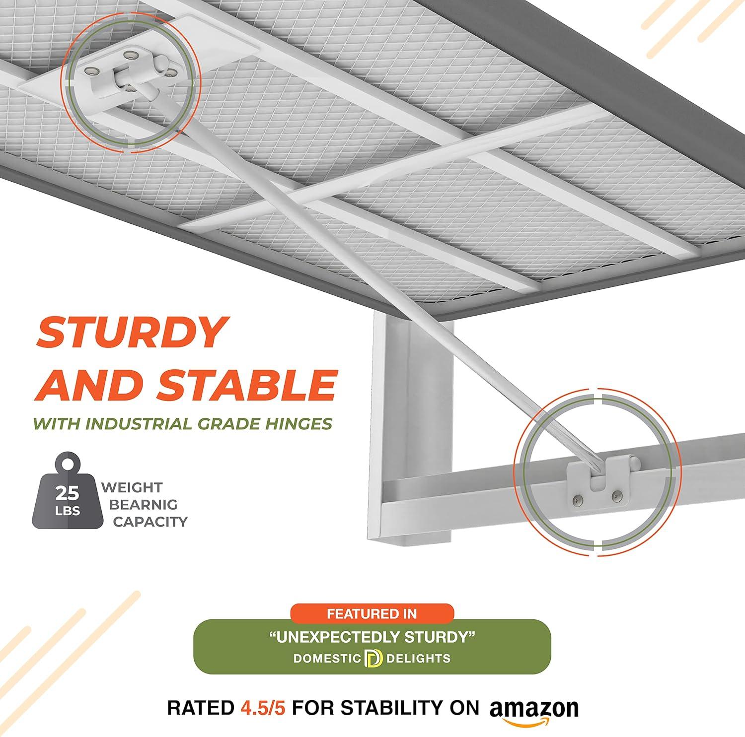 Xabitat Wall Mounted Ironing Board | 37" X 15" Compact Mount Fold Down Ironing Board for Small Spaces | Space Saving with Cotton Fabric Cover | White and Grey