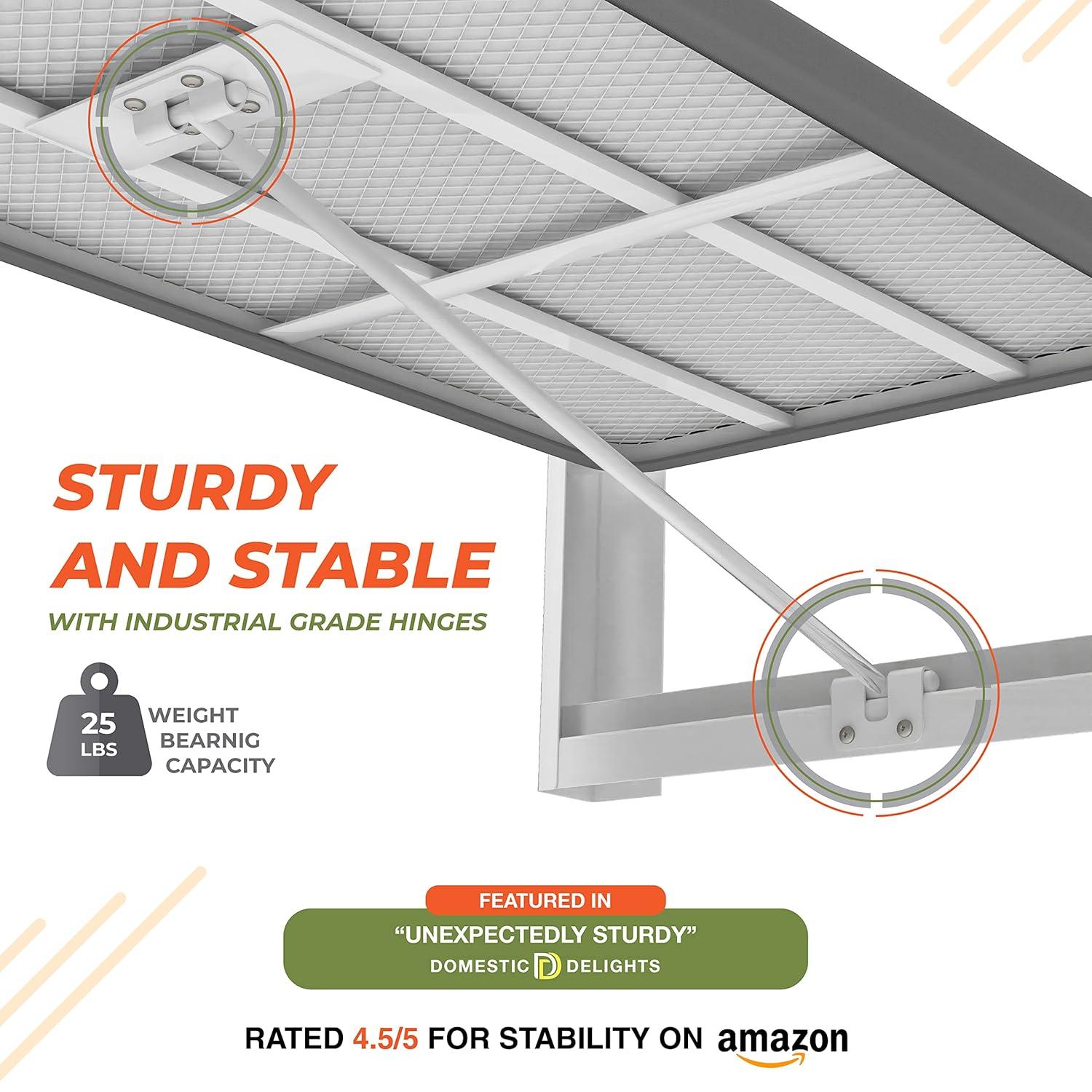 Xabitat Wall Mounted Ironing Board | 37" X 15" Compact Mount Fold Down Ironing Board for Small Spaces | Space Saving with Cotton Fabric Cover | White and Grey