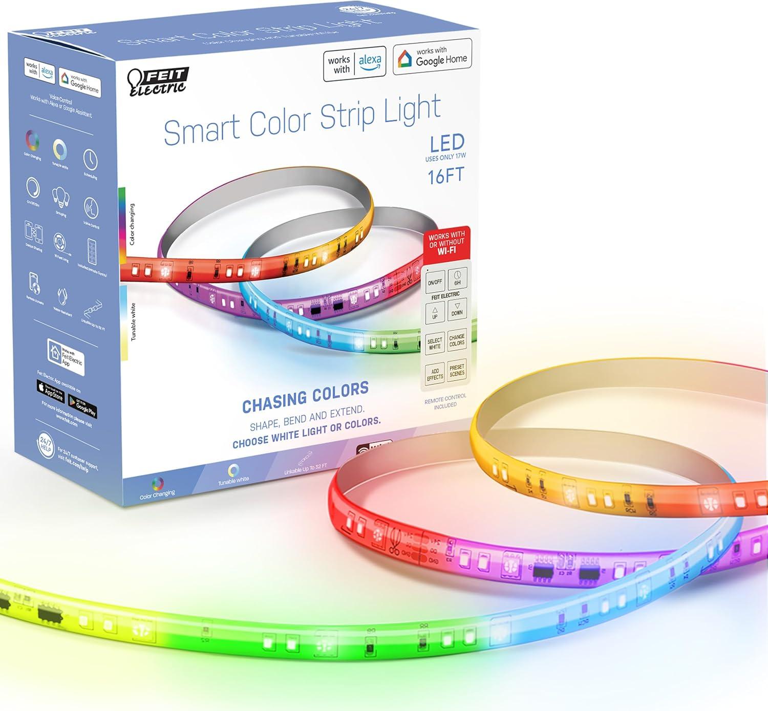 Feit 16ft Color-Changing LED Smart Strip Light with WiFi