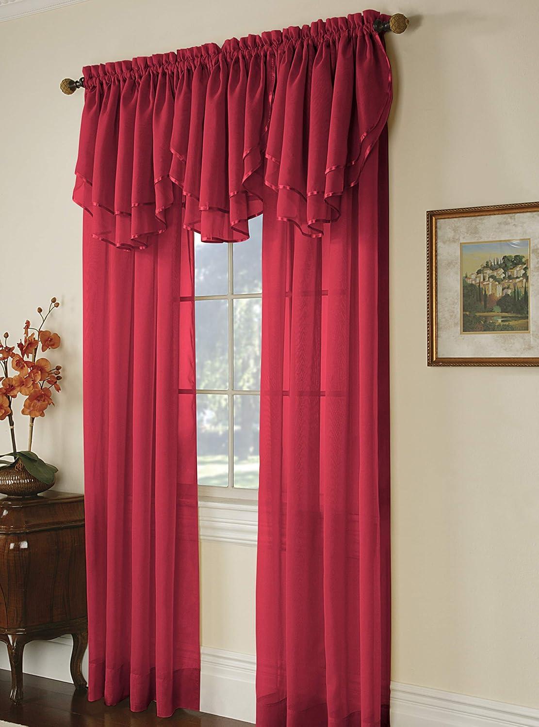 Claret Sheer Polyester Rod Pocket Window Curtain Panel