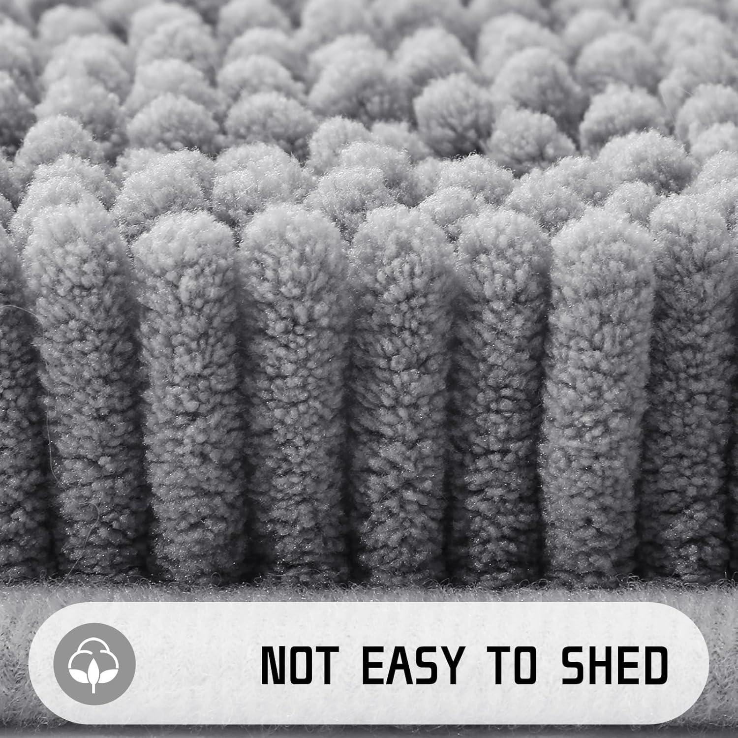 CHENHAINAN Bathroom Rug Mat, 24'' x 17'', Luxury Chenille Shaggy Bath Rugs, Extra Soft & Thick, Absorbent Water, Non-Slip, Machine Washable, Bath Mats for Bath Floor,Tub and Shower, Gray