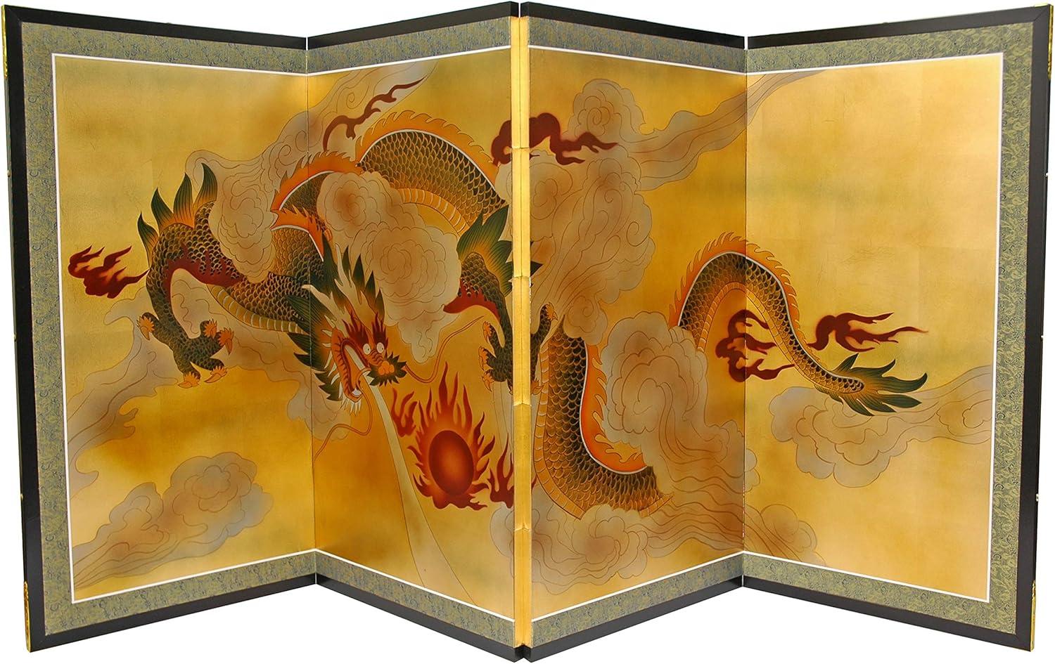 Oriental Furniture Gold Leaf Cranes, 36"H x 72"W, Gold leaf, hand painted, Oriental, Traditional, Unique pieces