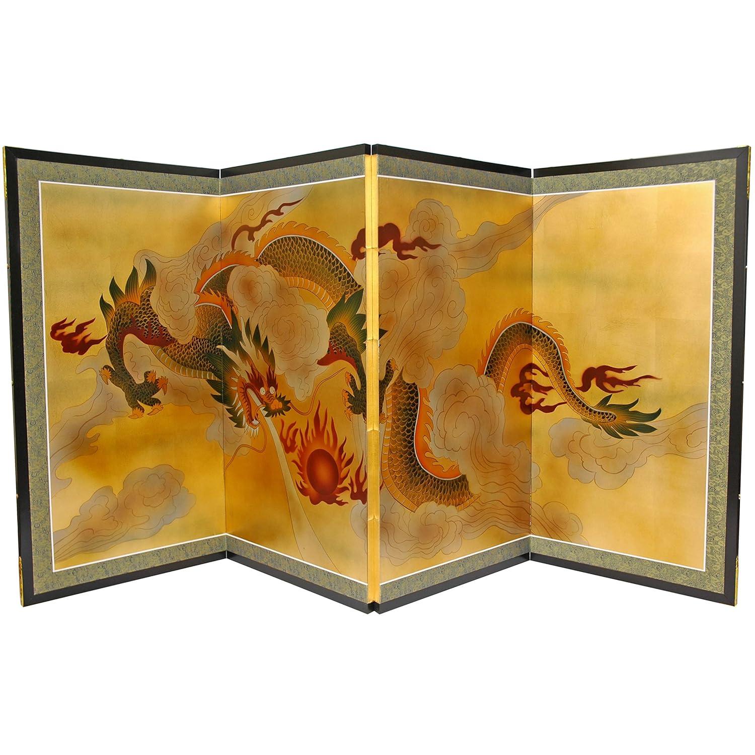 Oriental Furniture Gold Leaf Cranes, 36"H x 72"W, Gold leaf, hand painted, Oriental, Traditional, Unique pieces