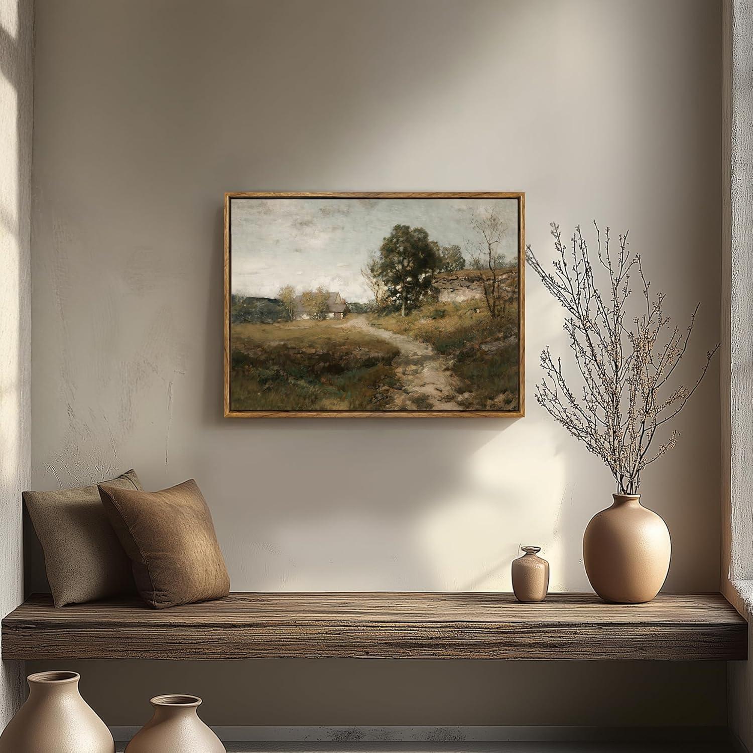 AXXPosters-Natural Landscape Art - Vintage Print Country Landscape Painting， Canvas Prints Wall Art Home Decor - Vintage Landscape Art Print Farmhouse Painting