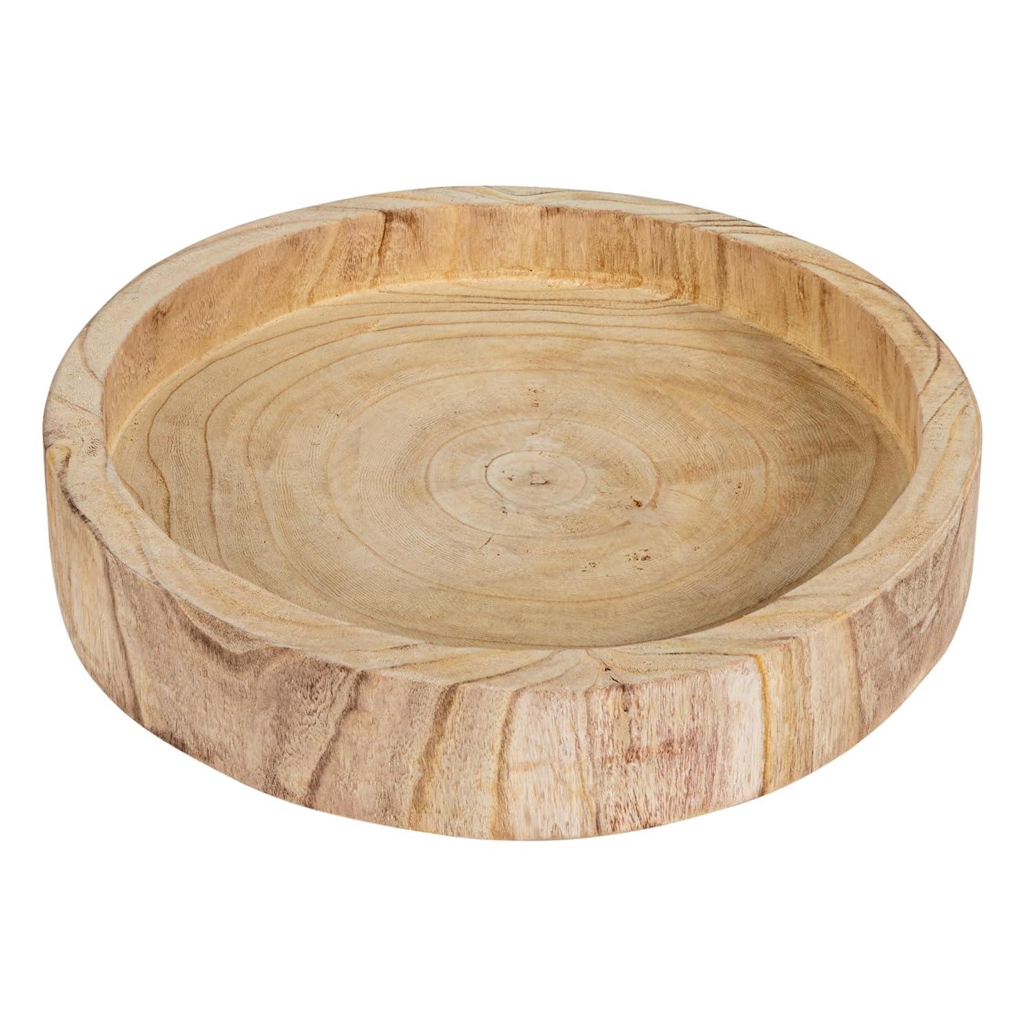 Storied Home Paulownia Wood Hand-Carved Tray - Unique Centerpiece, Coffee Table Accessory