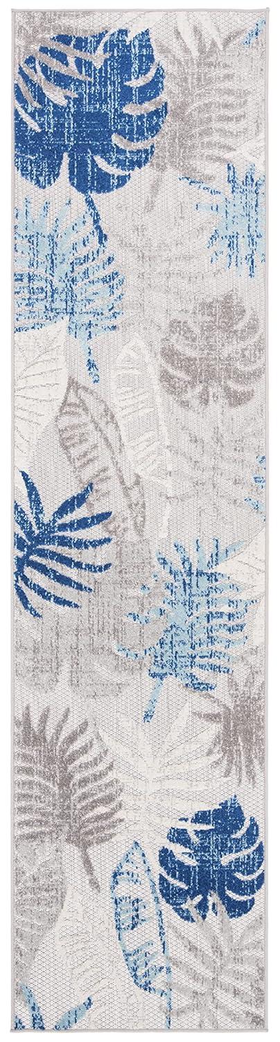 Cabana CBN831 Power Loomed Indoor/Outdoor Runner Rug - Grey/Blue - 2'x8' - Safavieh.