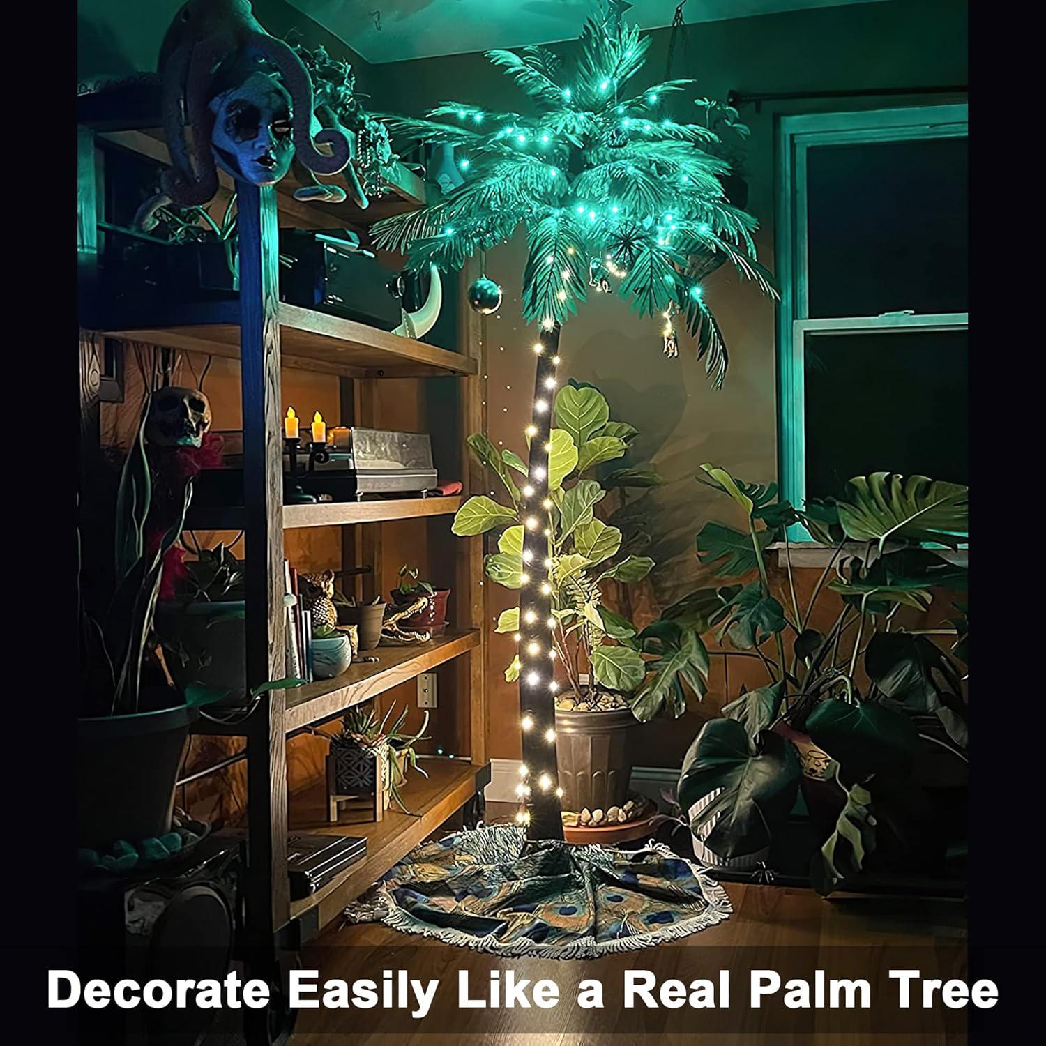 Lightshare 7 Feet Artificial Palm Tree with White Lights