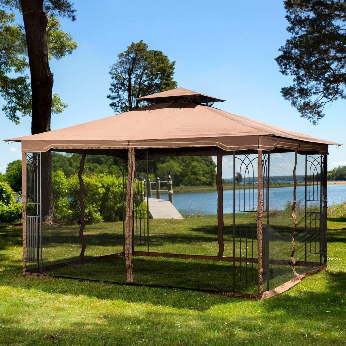 Sunjoy Brown Replacement Gazebo Canopy for 10 x 12 Regency II Patio Gazebo, Easily update your Gazebo