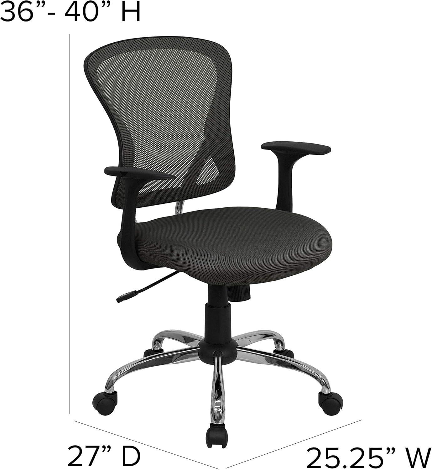 Modern Dark Gray Mesh Swivel Task Chair with Chrome Base