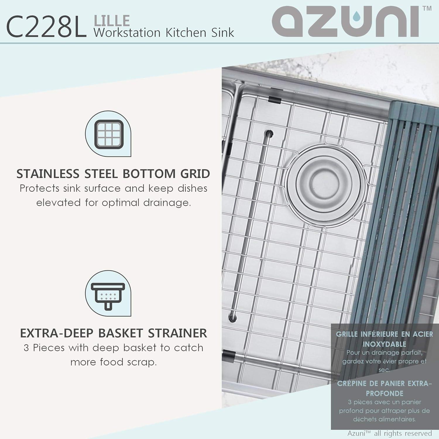 AZUNI Undermount 28 inch Stainless Steel Double Bowl Kitchen Sink