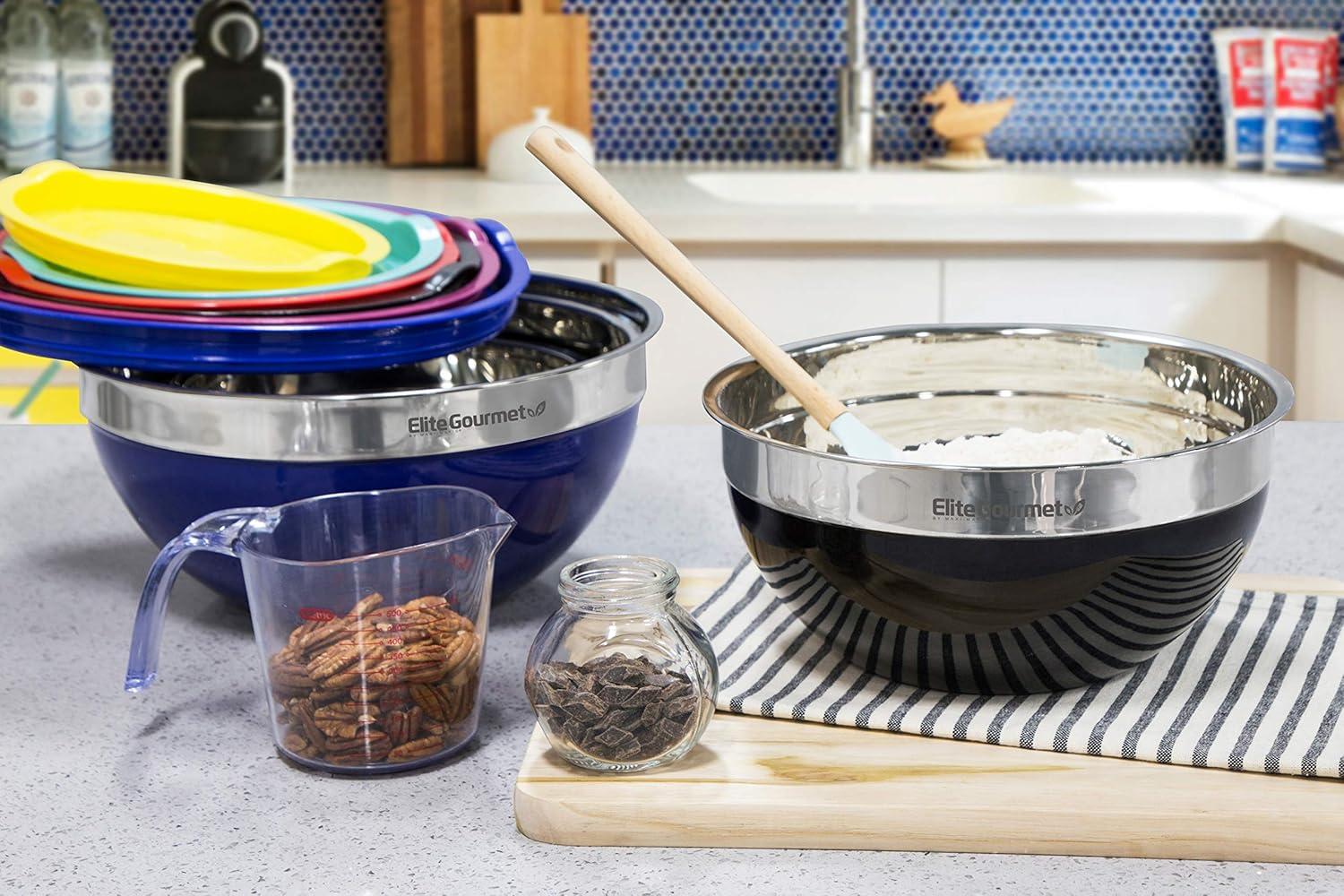 Vibrant Stainless Steel Mixing Bowl Set with Lids, 12-Piece