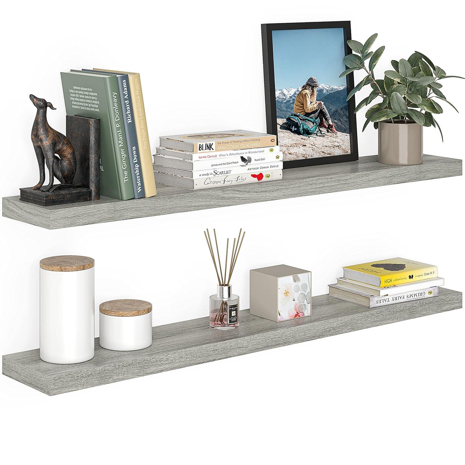 Ballucci Miami 48" W x 8" D Floating Shelves Set with Invisible Wall Mount Brackets (Set of 2)