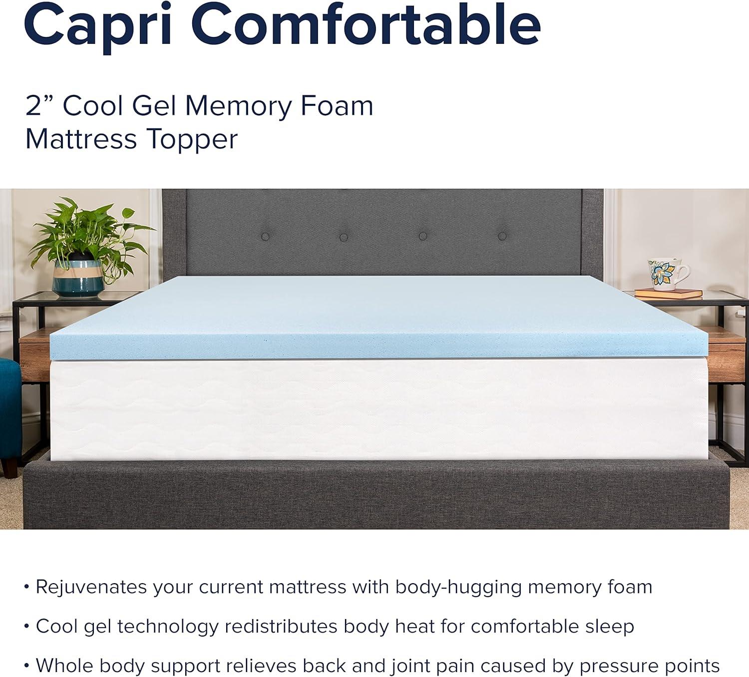 Flash Furniture Capri Comfortable Sleep 2 inch Cool Gel Memory Foam Mattress Topper