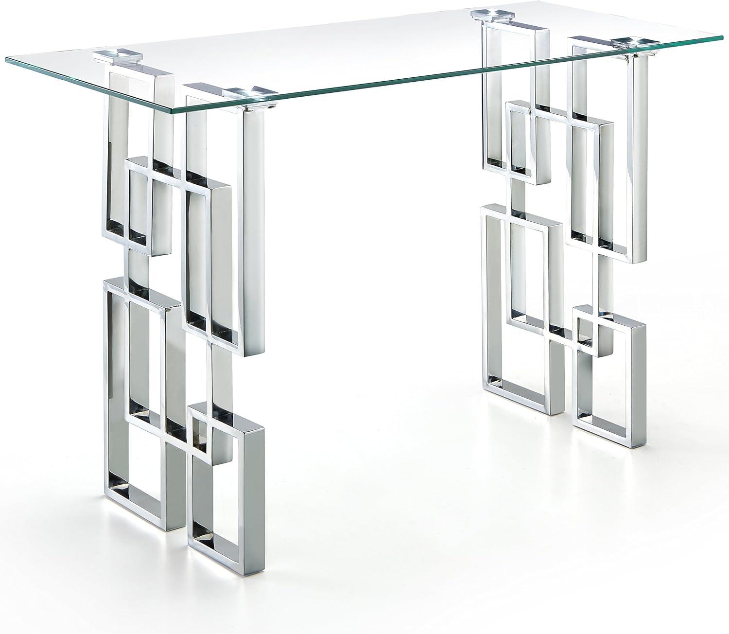 Alexis 48" Clear Glass and Chrome Metal Console Table