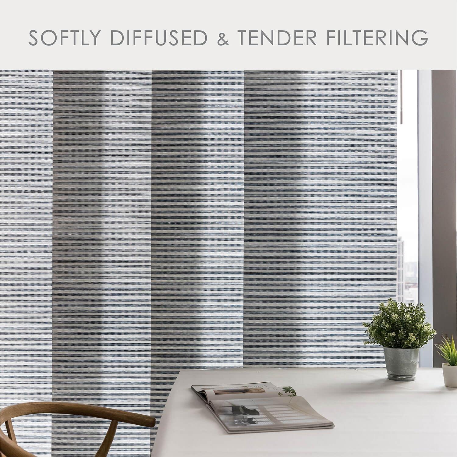GoDear Design Adjustable Sliding Panel Track Blind 45.8"- 86" W x 96" H, Vertical Blinds, Light Filtering, Peppercorn