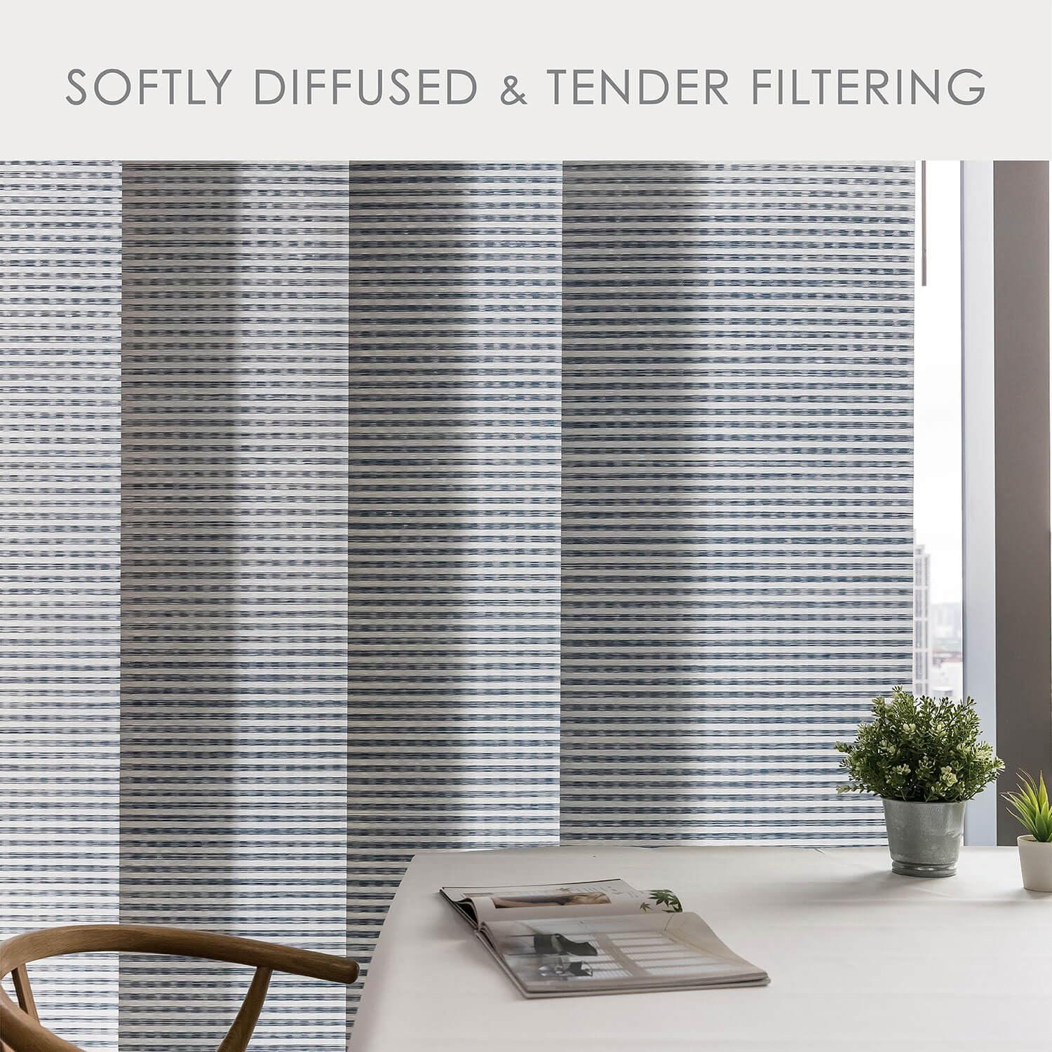 GoDear Design Adjustable Sliding Panel Track Blind 45.8"- 86" W x 96" H, Vertical Blinds, Light Filtering, Peppercorn