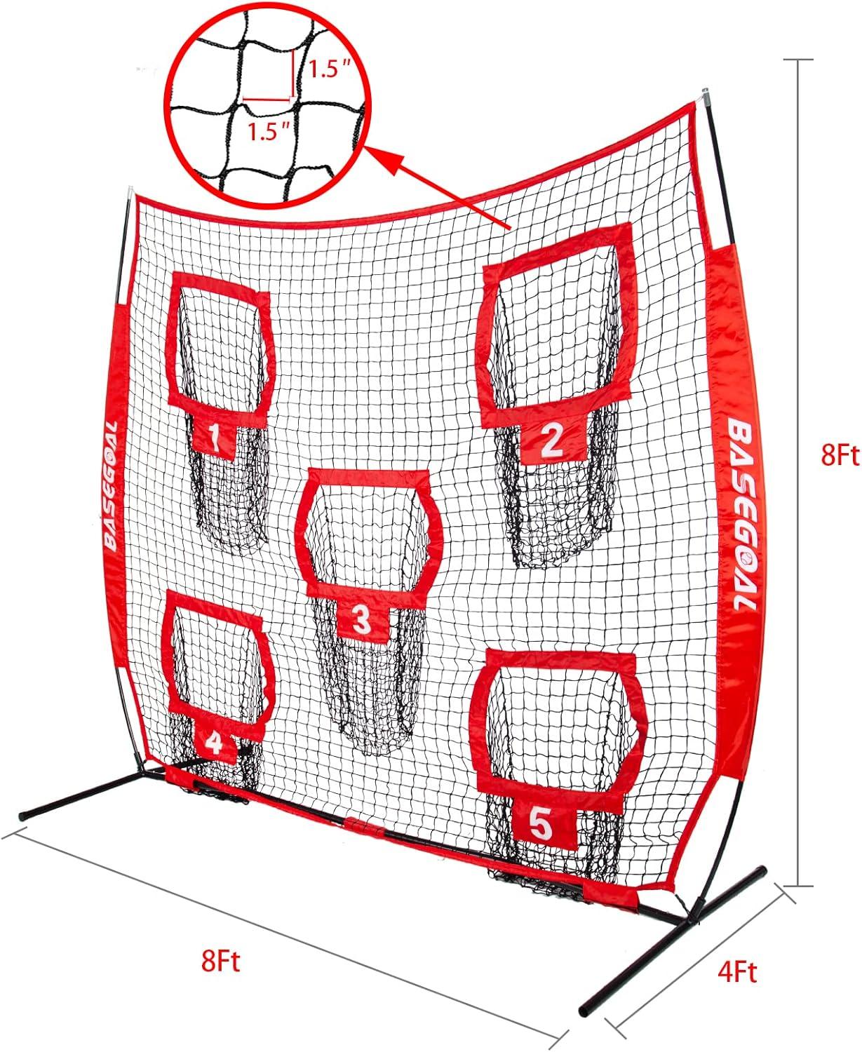 Football Nets for Throwing,Football Target,Quarterback Training Equipment with 5 Target Pockets for Improving Football Accuracy Throwing-8 x 8 ft or 7 x 7 ft Nets