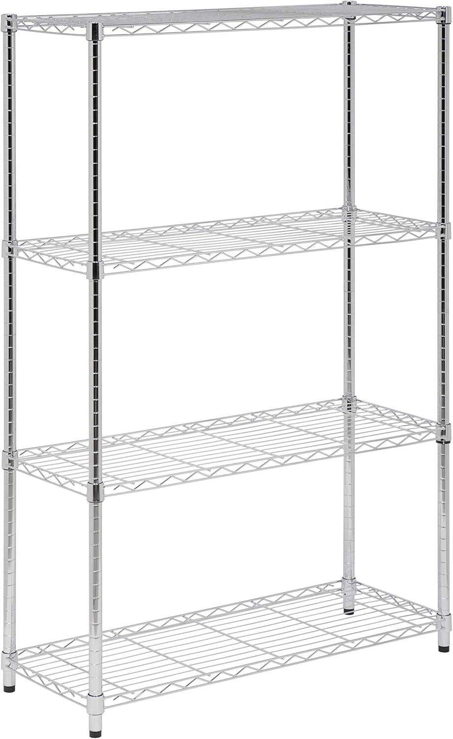 Honey Can Do 4-Tier Heavy-Duty Adjustable Shelving Unit With 250-Lb Weight Capacity, Chrome, Basement/Garage