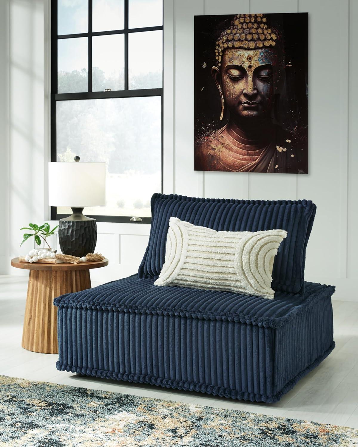 Navy Blue Polyester Modular Accent Chair