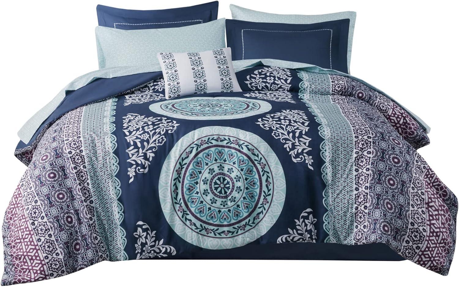 Loretta Bohemian Medallion Reversible Comforter Set with Bed Sheets