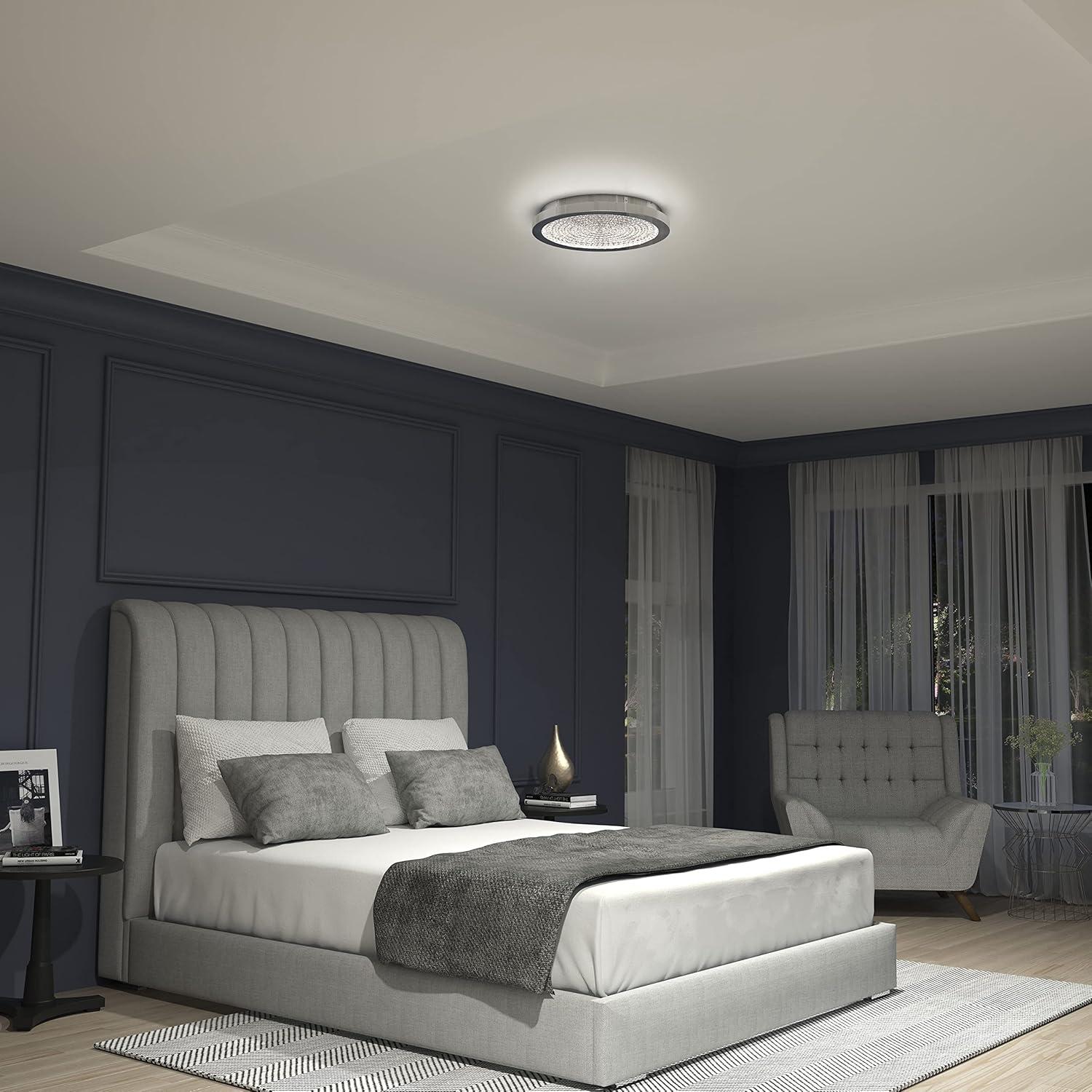 Chrome and Glass LED Flush Mount Ceiling Light