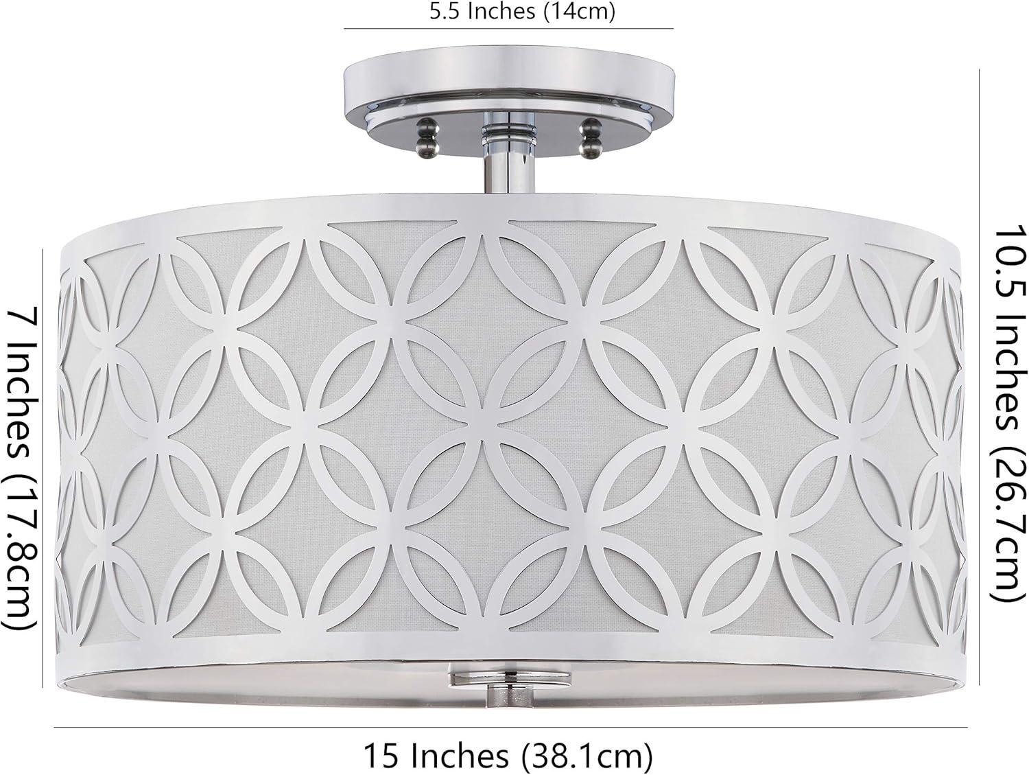 Cecily Leaf Trellis 3 Light 15" Flush Mount - Silver - Safavieh.