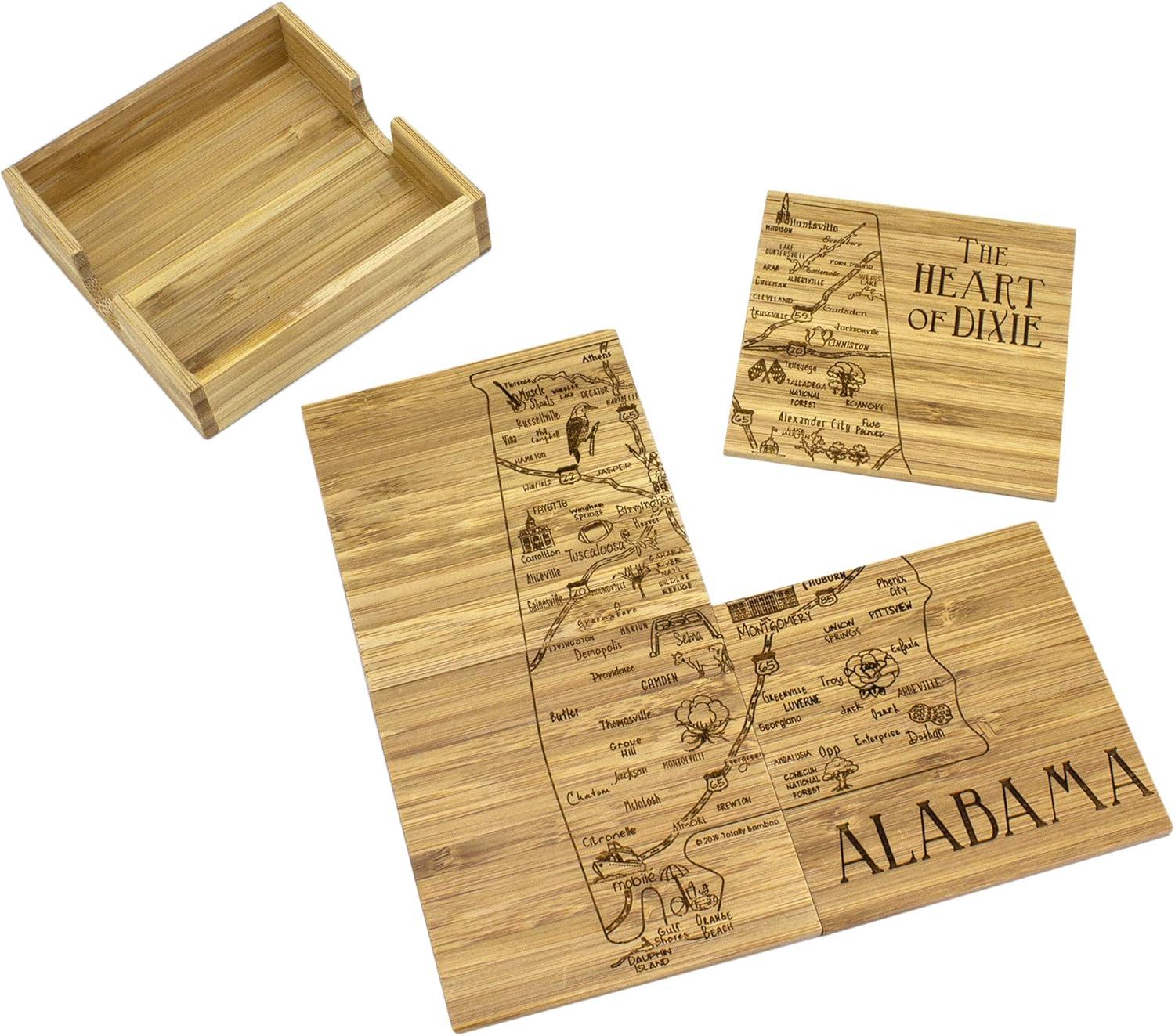 Georgia State Bamboo Puzzle Coaster Set with Case