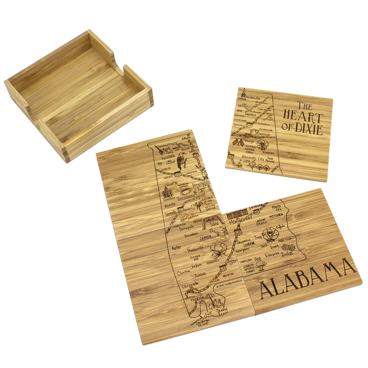 Georgia State Bamboo Puzzle Coaster Set with Case