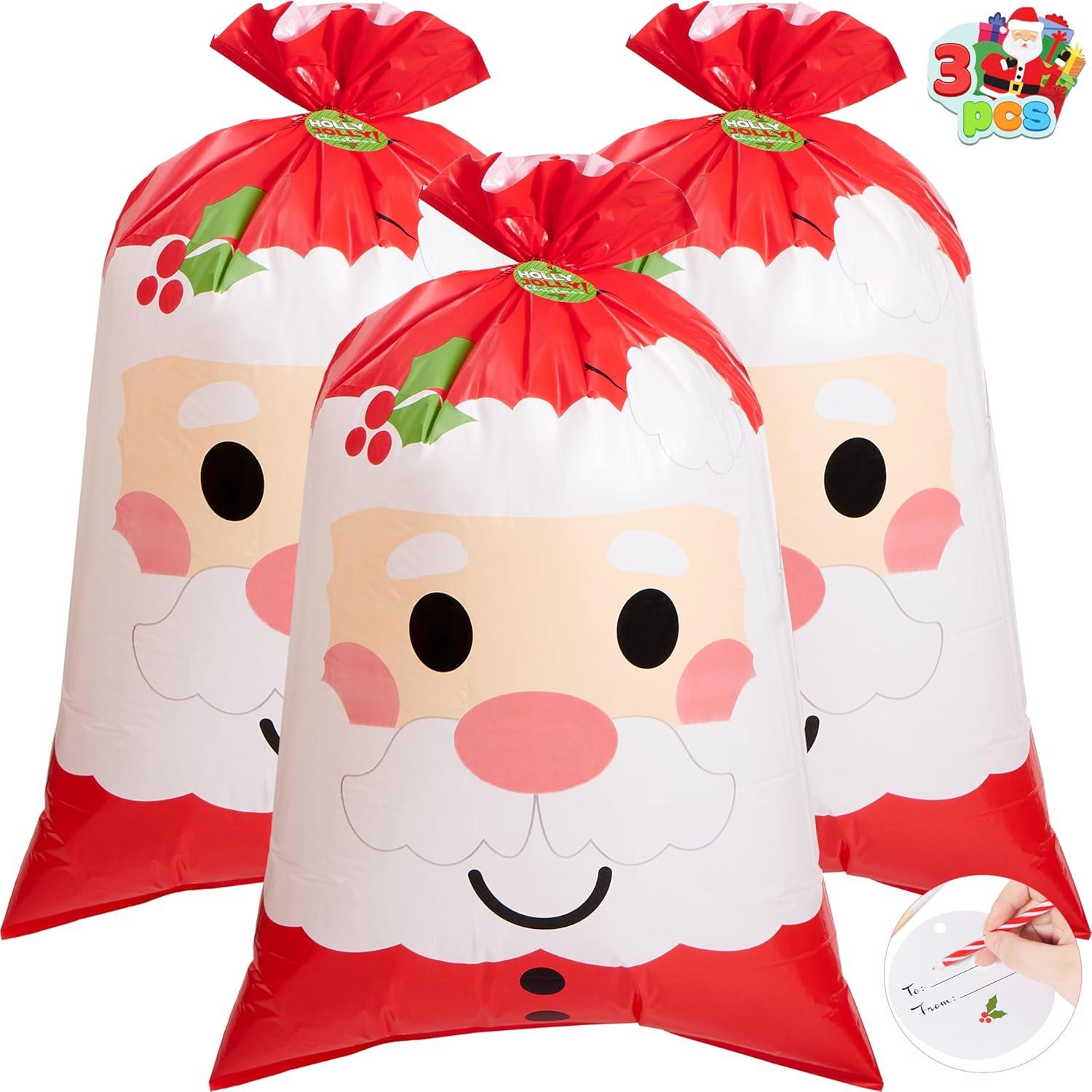 Jumbo Red and White Santa Gift Bags with Tags