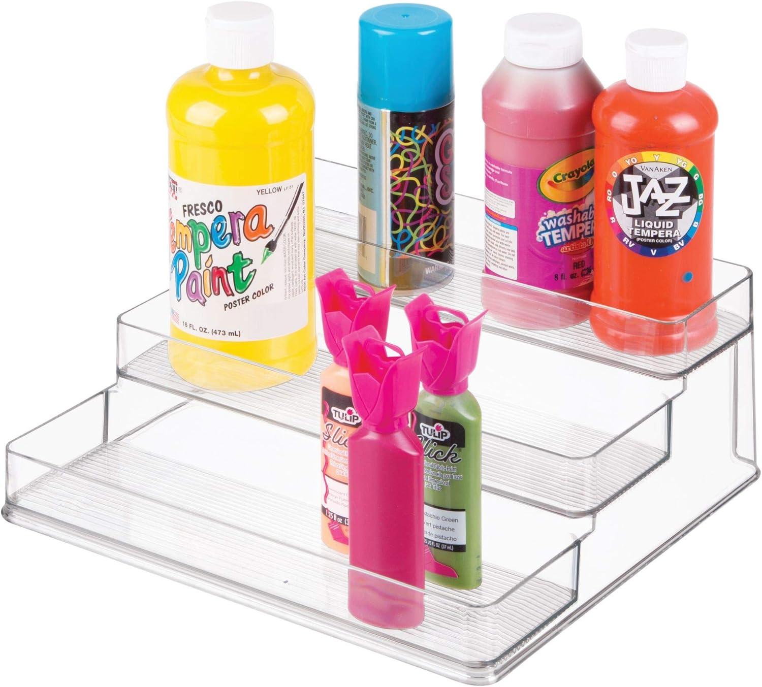 Clear 3-Tier Plastic Spice Organizer for Kitchen Cabinets