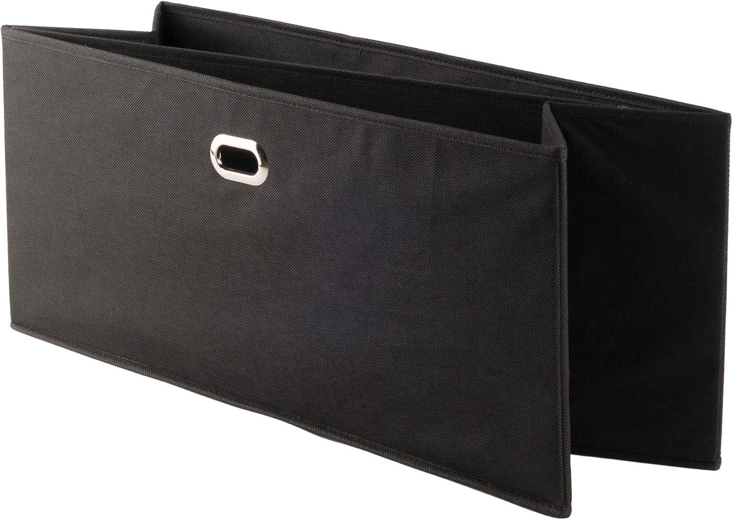 Decorative Basket Winsome Black: Foldable Fabric, Reinforced Chrome Handles, Fits 11" Cube Storage System