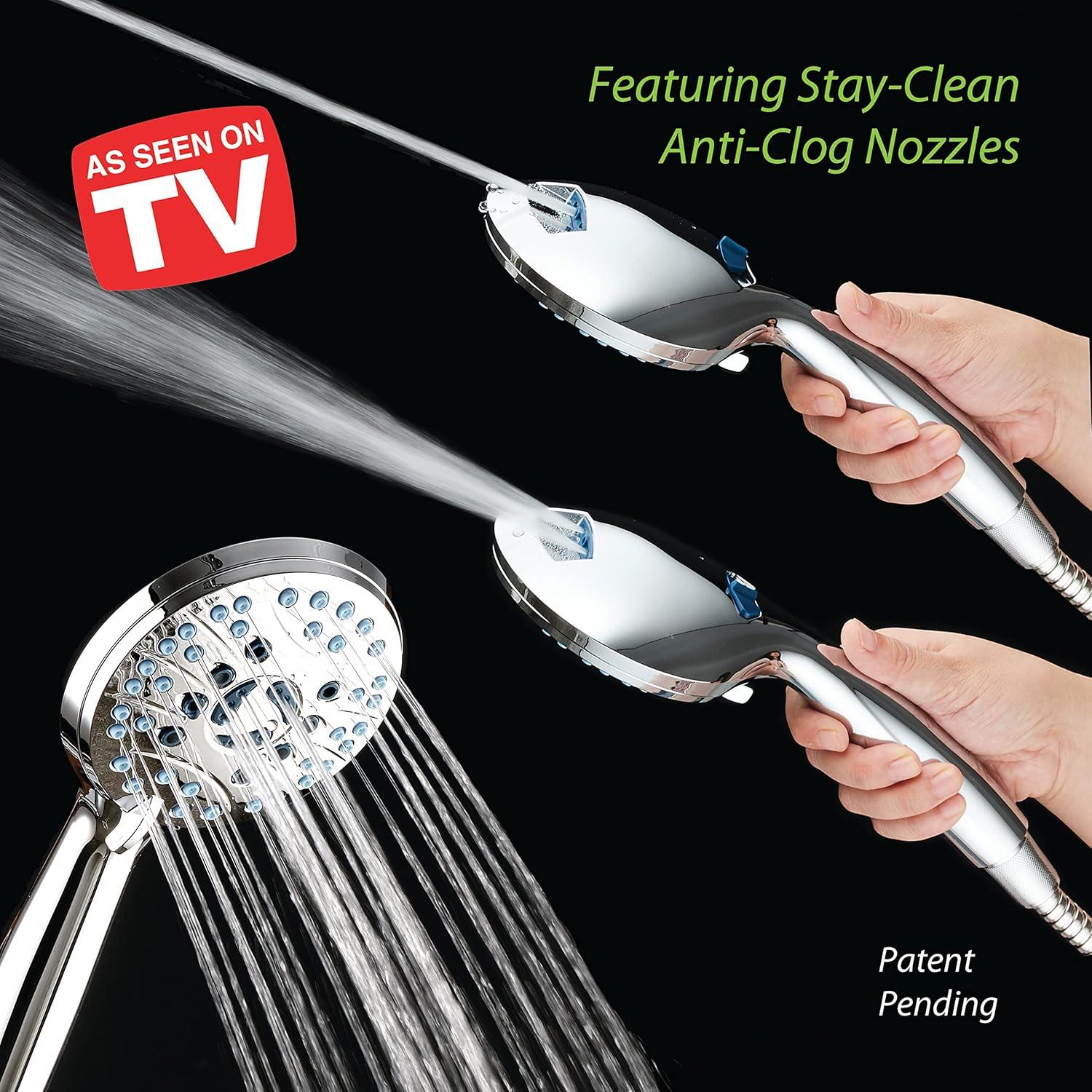 Chrome 8-Mode Handheld Shower Head with Anti-Clog Nozzles