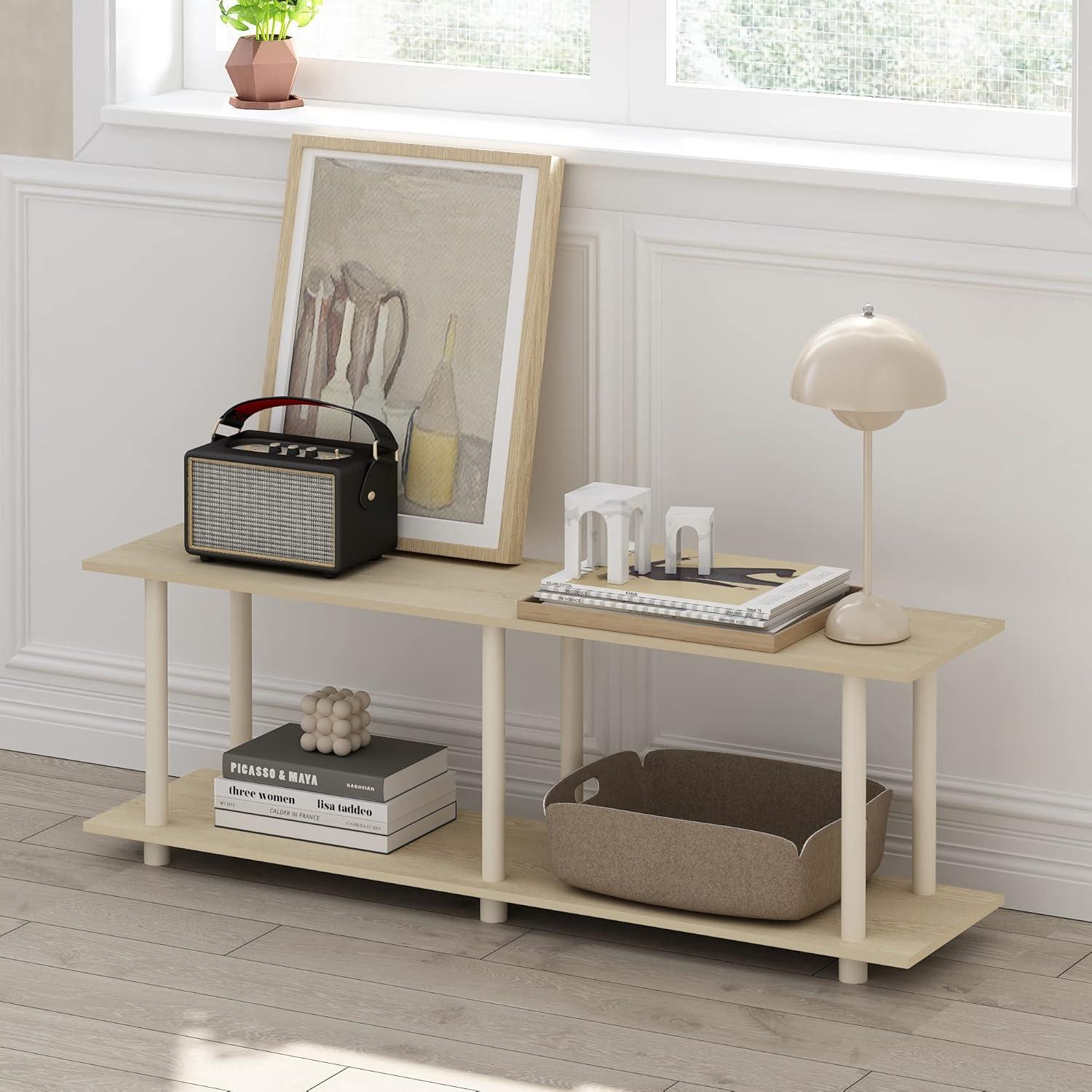 Furinno 22086BHOBE Turn-N-Tube No Tools Modern Rectangle Side Table, Bauhaus Oak & Beige