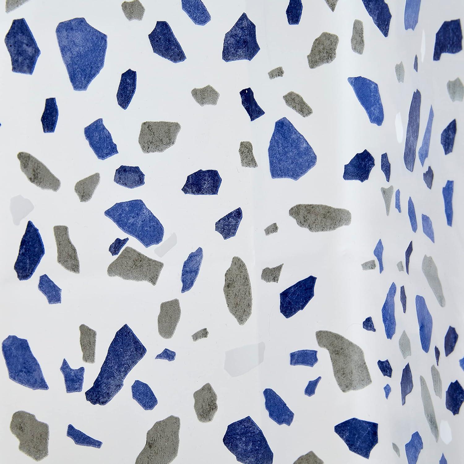 Terrazzo Blue and Gray PEVA Shower Curtain