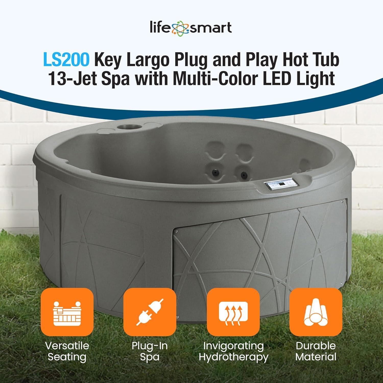 Lifesmart Key Largo DLX 4 Person Oval 20 Jet Plug and Play Hot Tub Spa, Taupe