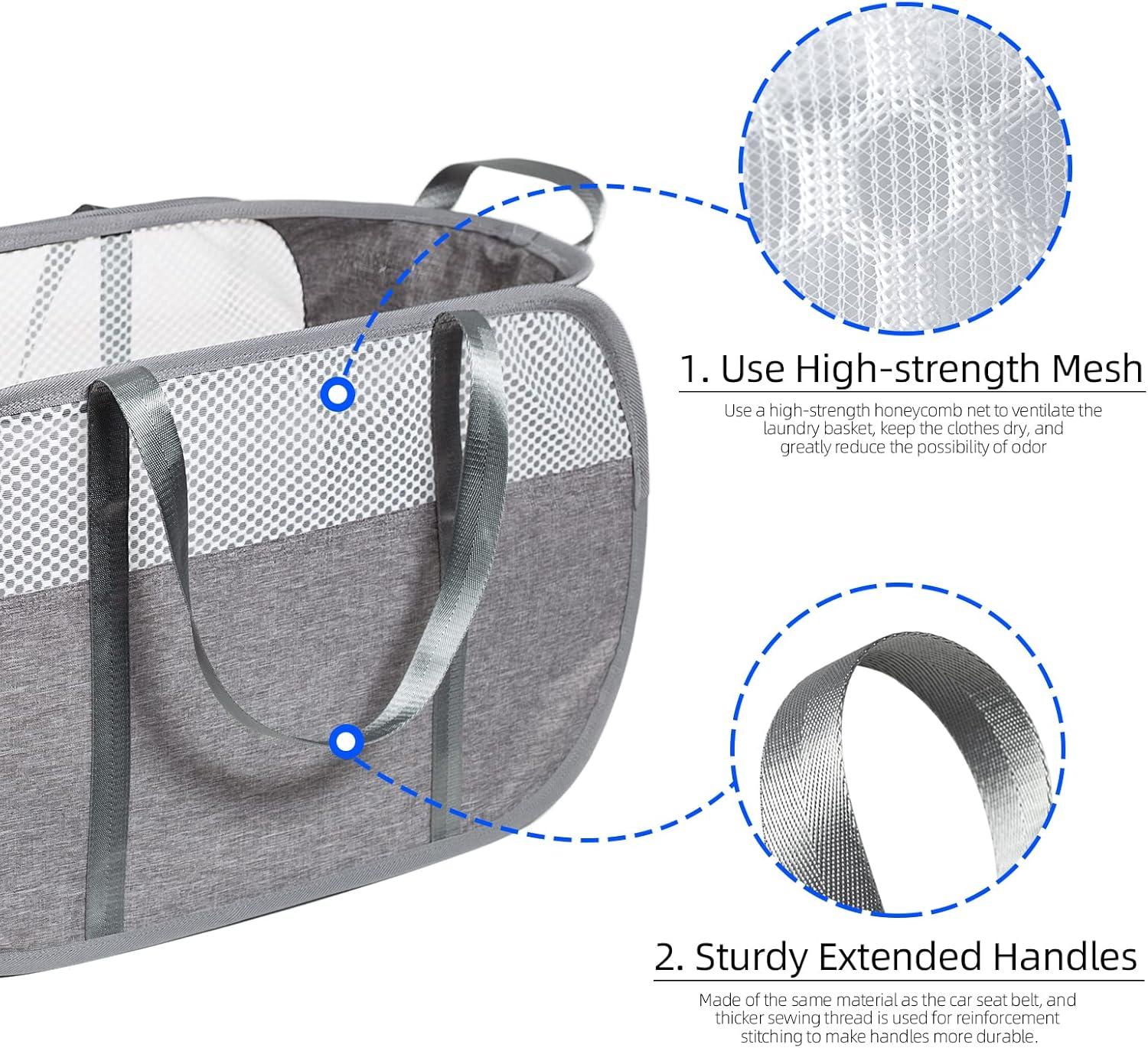 Pop-Up Laundry Hamper with Reinforced U-Shaped Handle - 1.5 Load Capacity Collapsible Basket, Magnetic Closure, Anti-Snap Safety Design, Fits in Washer/Dryer Gaps